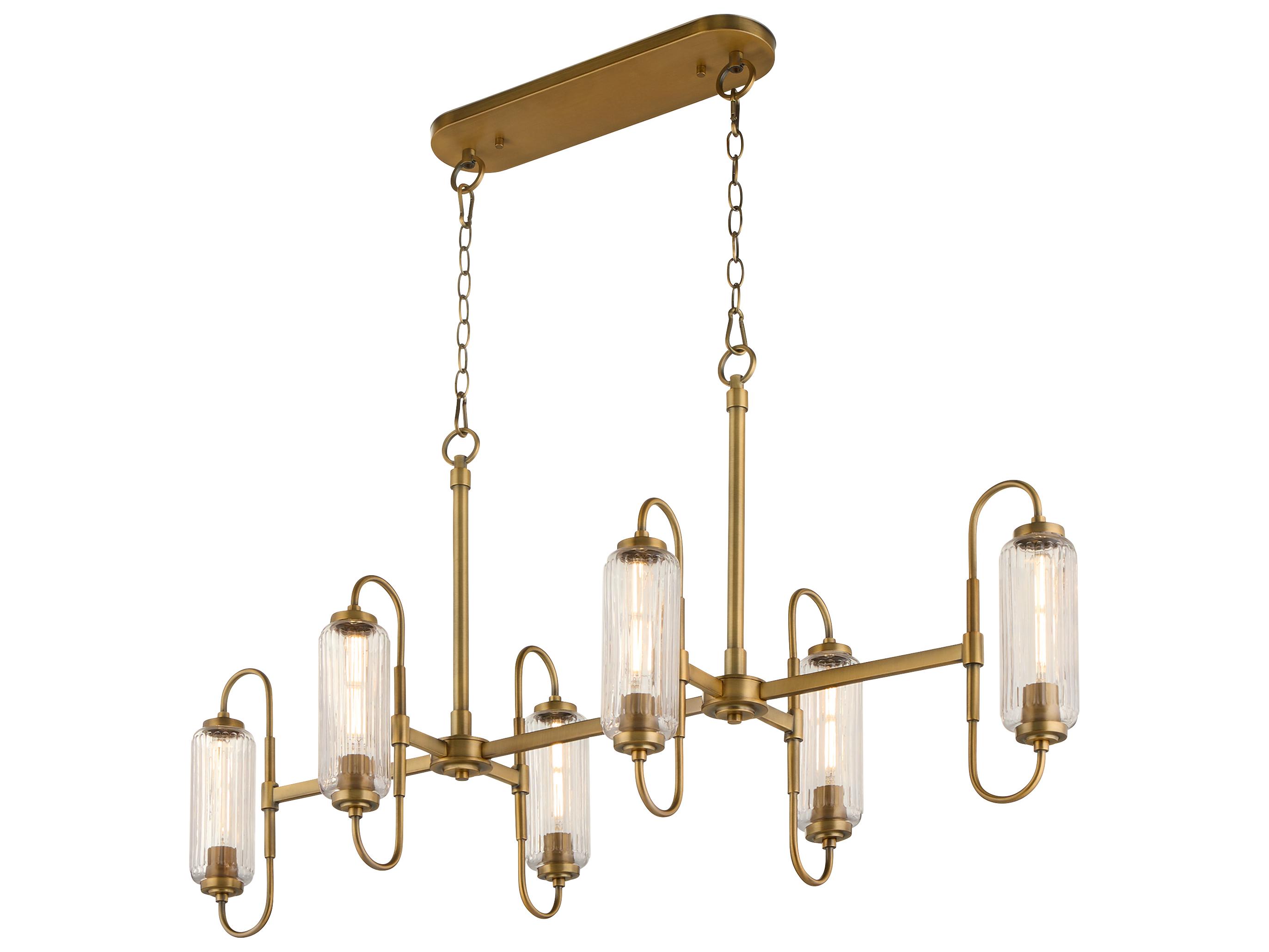 Quorum Whitmire 6-Light Brushed Brass Linear Island Pendant