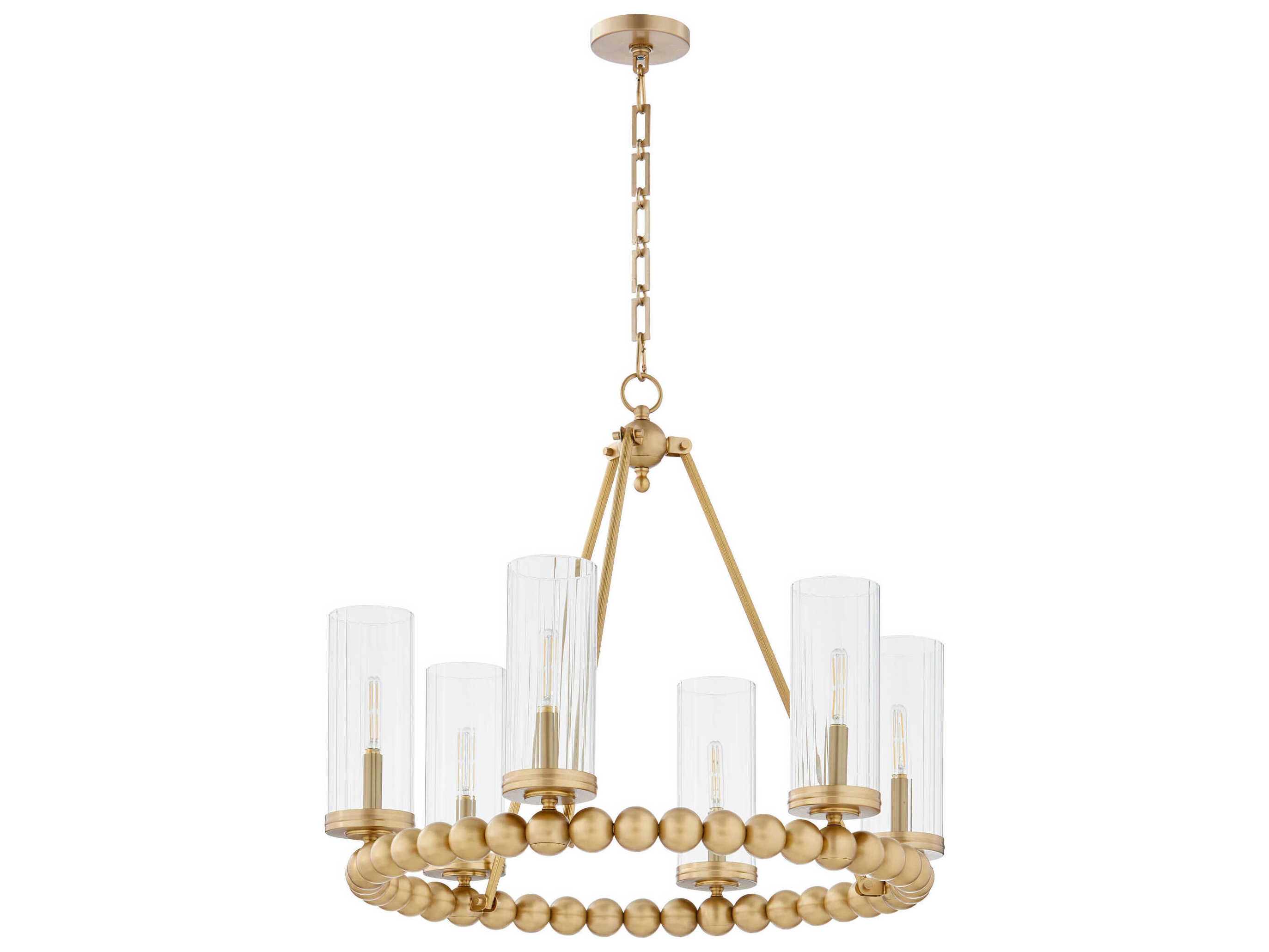Quorum Lee Boulevard 6-Light Aged Brass Cylinder Chandelier