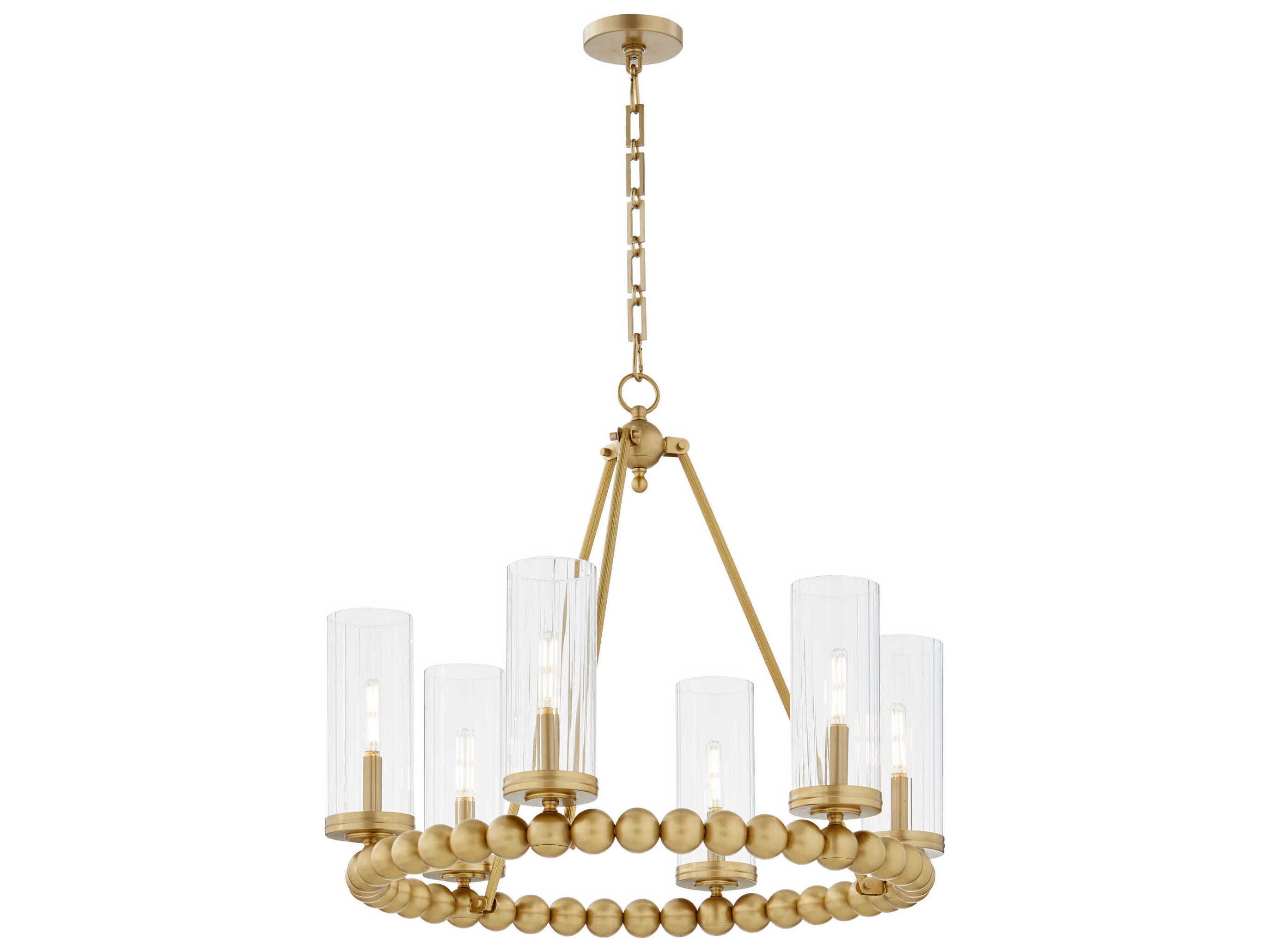 Quorum Lee Boulevard 6-Light Aged Brass Cylinder Chandelier