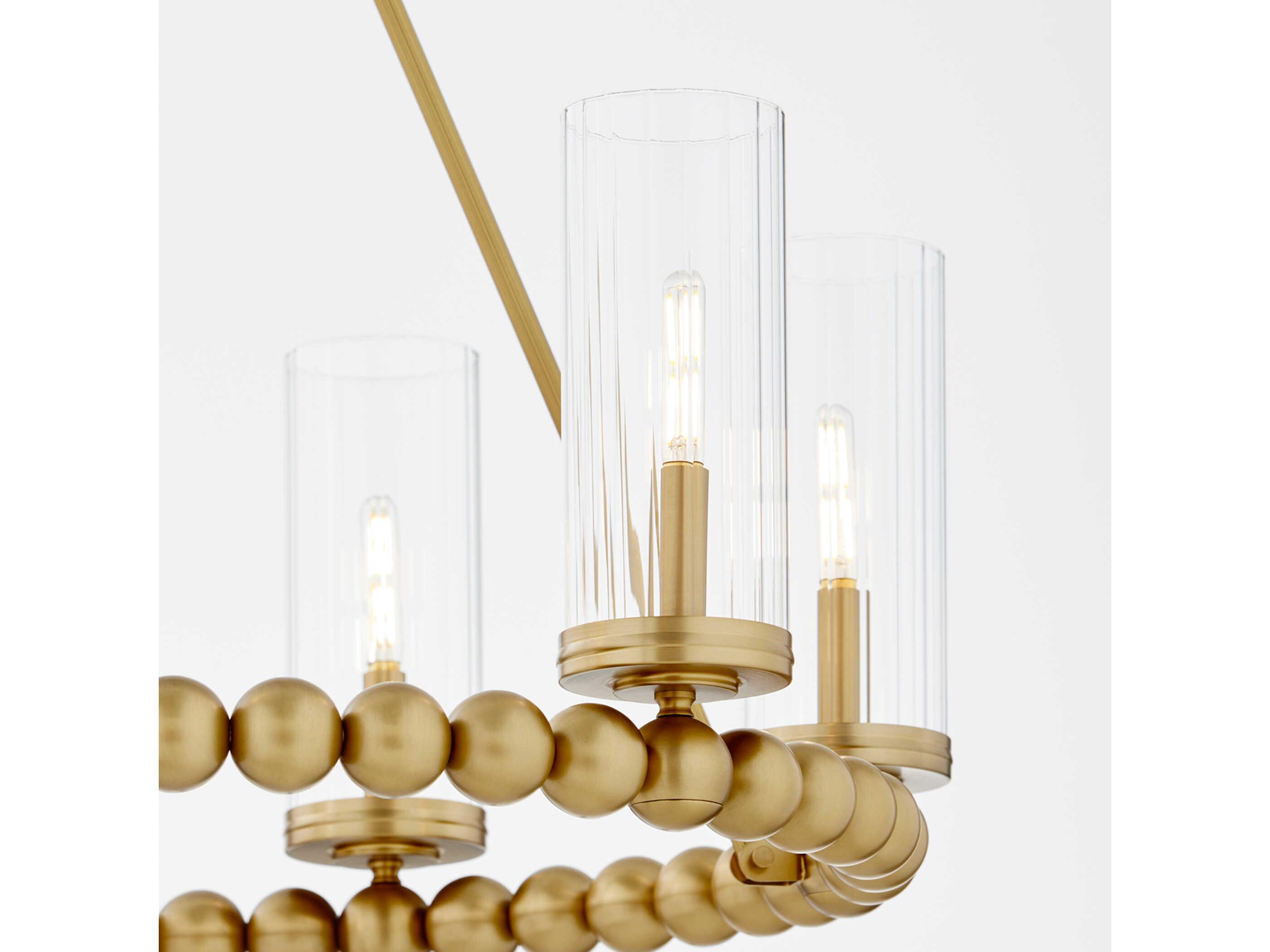 Quorum Lee Boulevard 6-Light Aged Brass Cylinder Chandelier