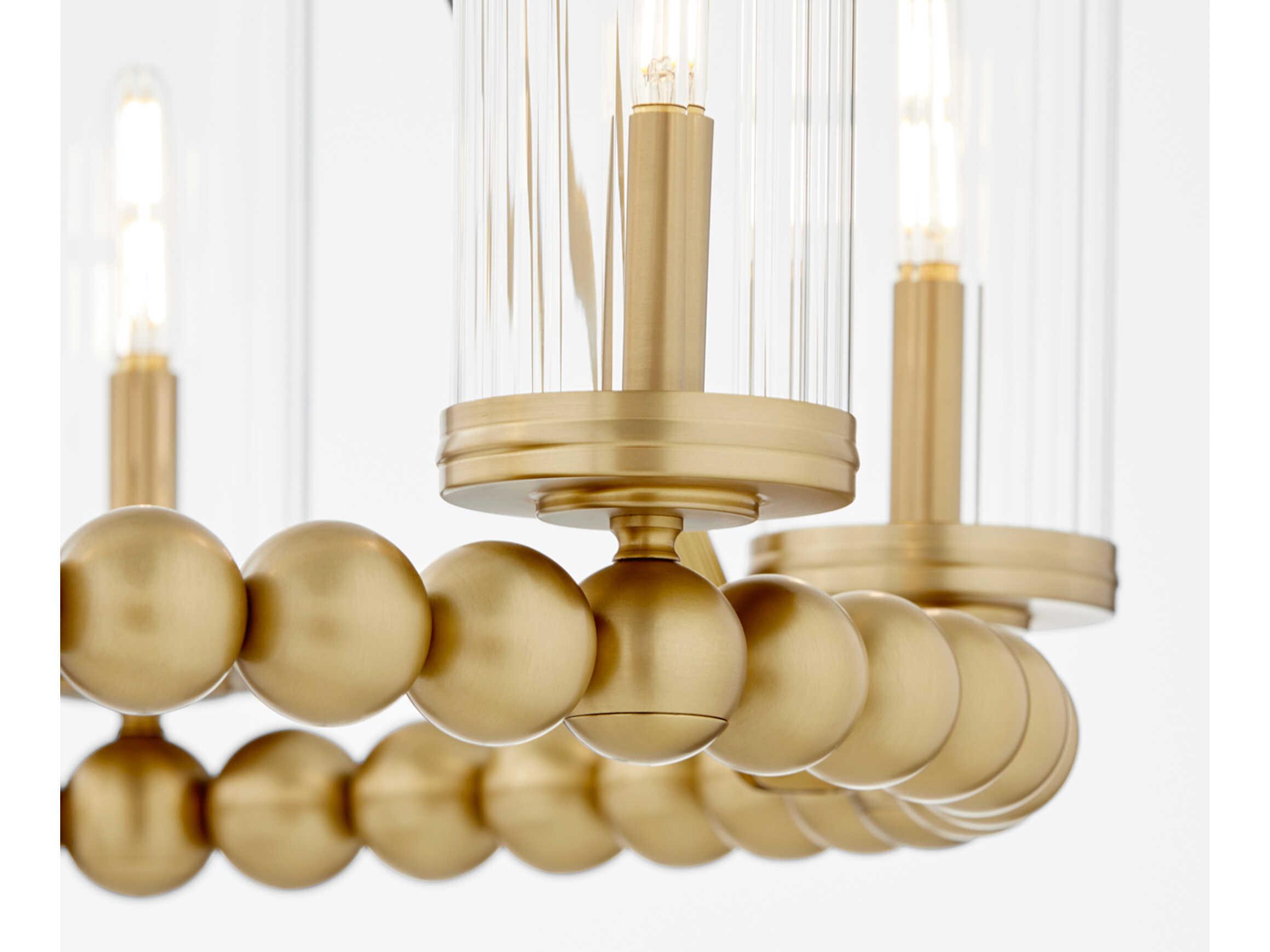 Quorum Lee Boulevard 6-Light Aged Brass Cylinder Chandelier