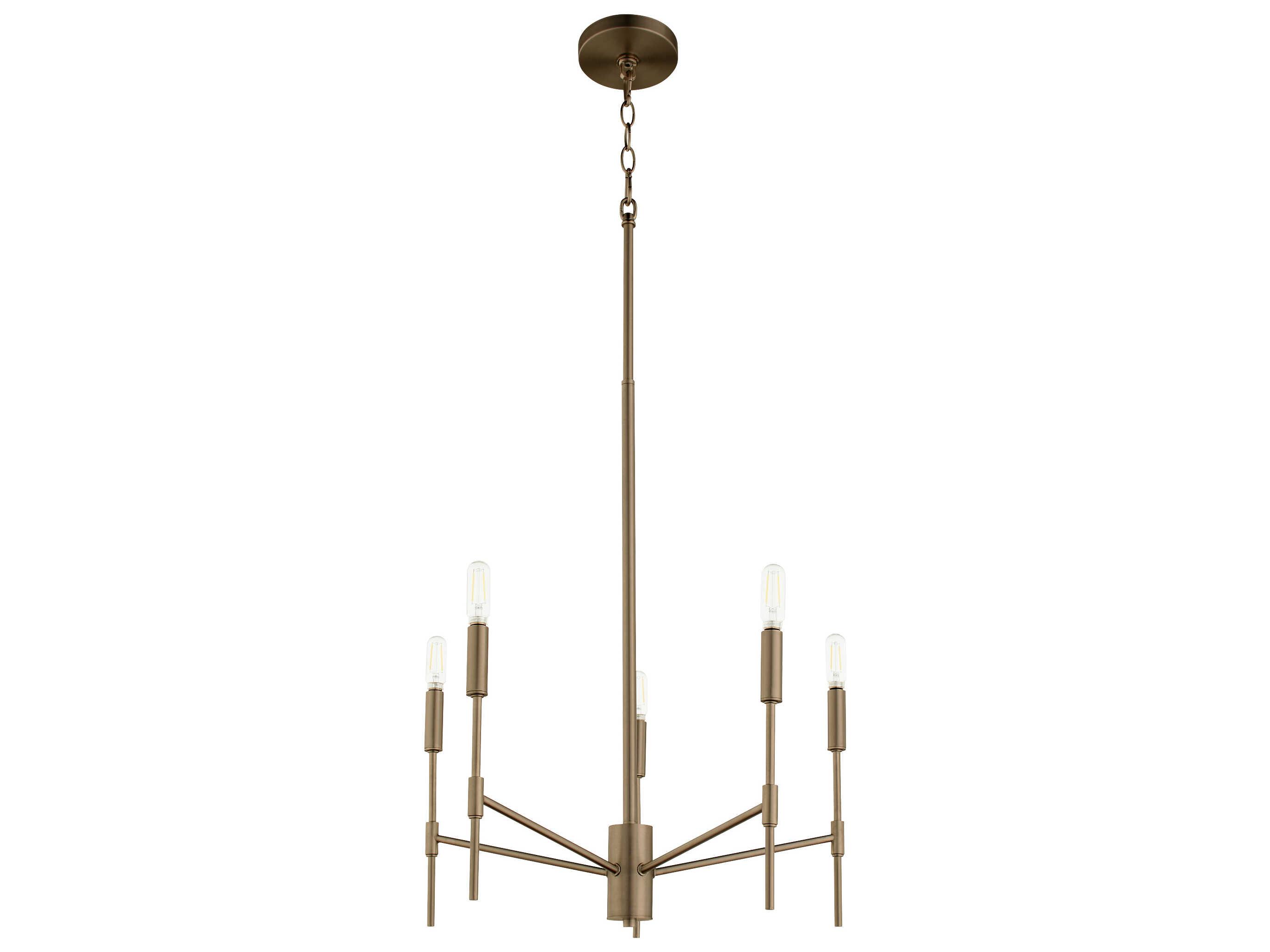 Quorum Hamilton 5-Light Dark Brass Cylinder Chandelier