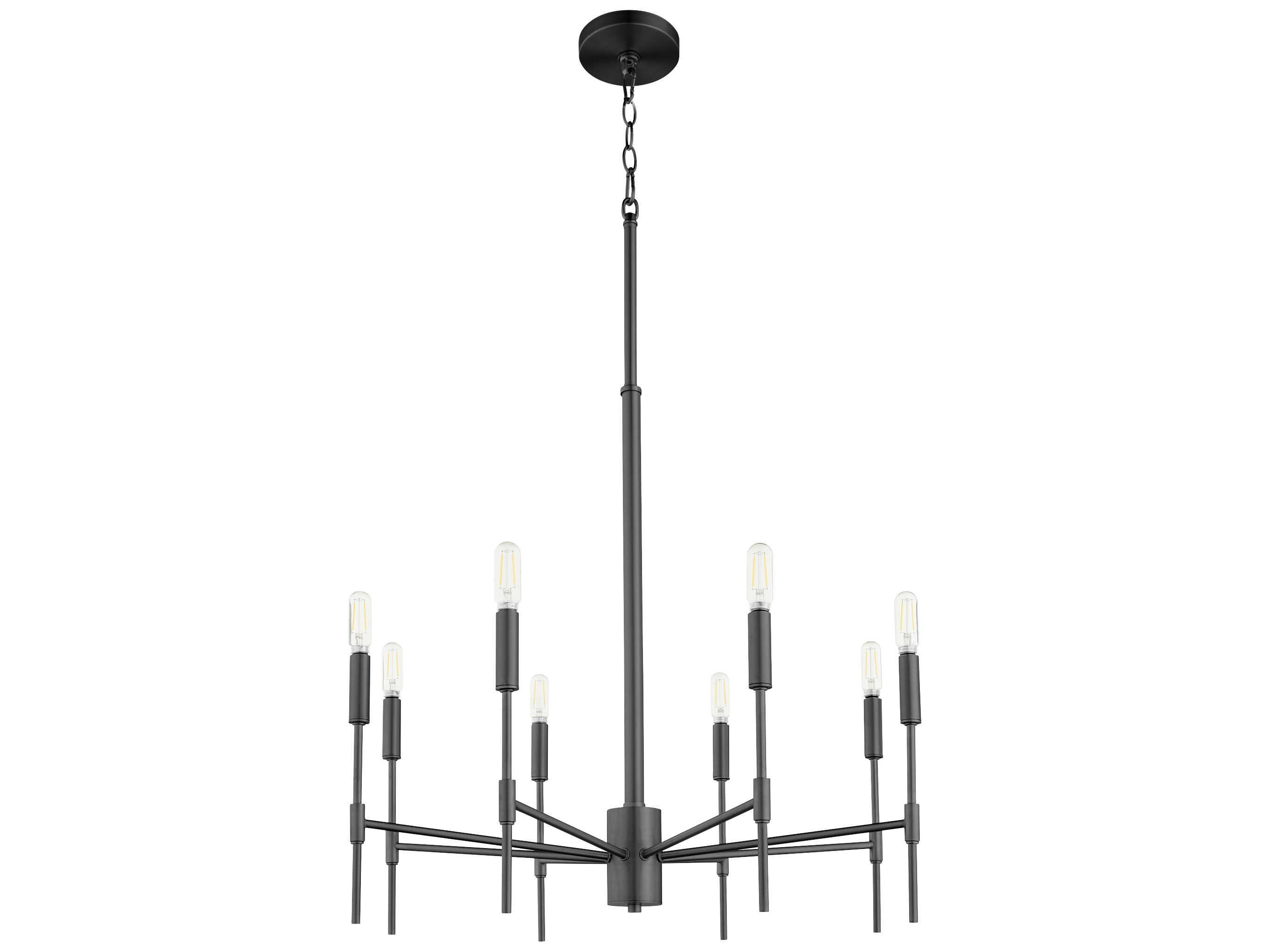 Quorum Hamilton 8-Light Matte Black Cylinder Chandelier