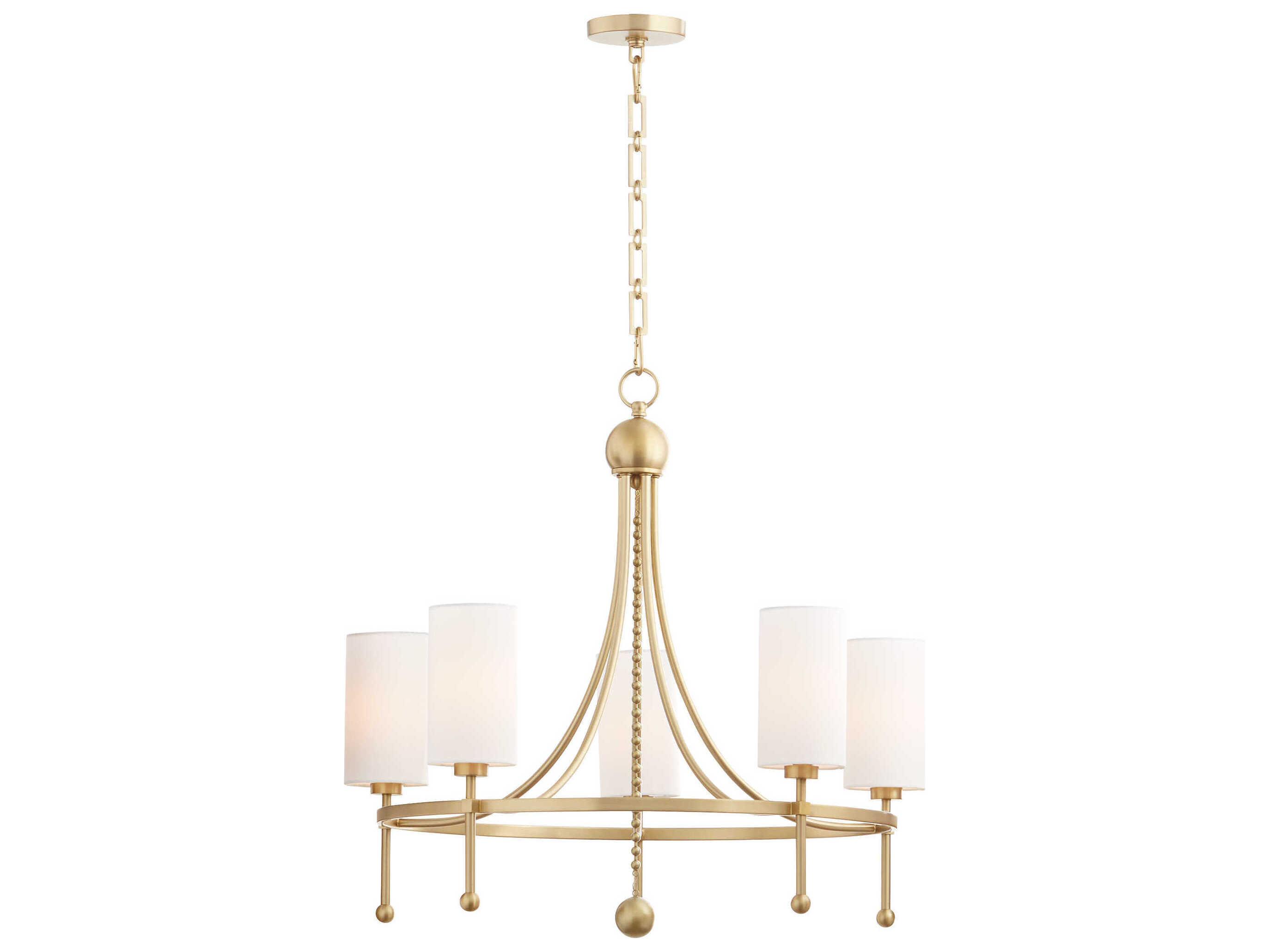 Quorum Lee Boulevard 5-Light Aged Brass Cylinder Chandelier