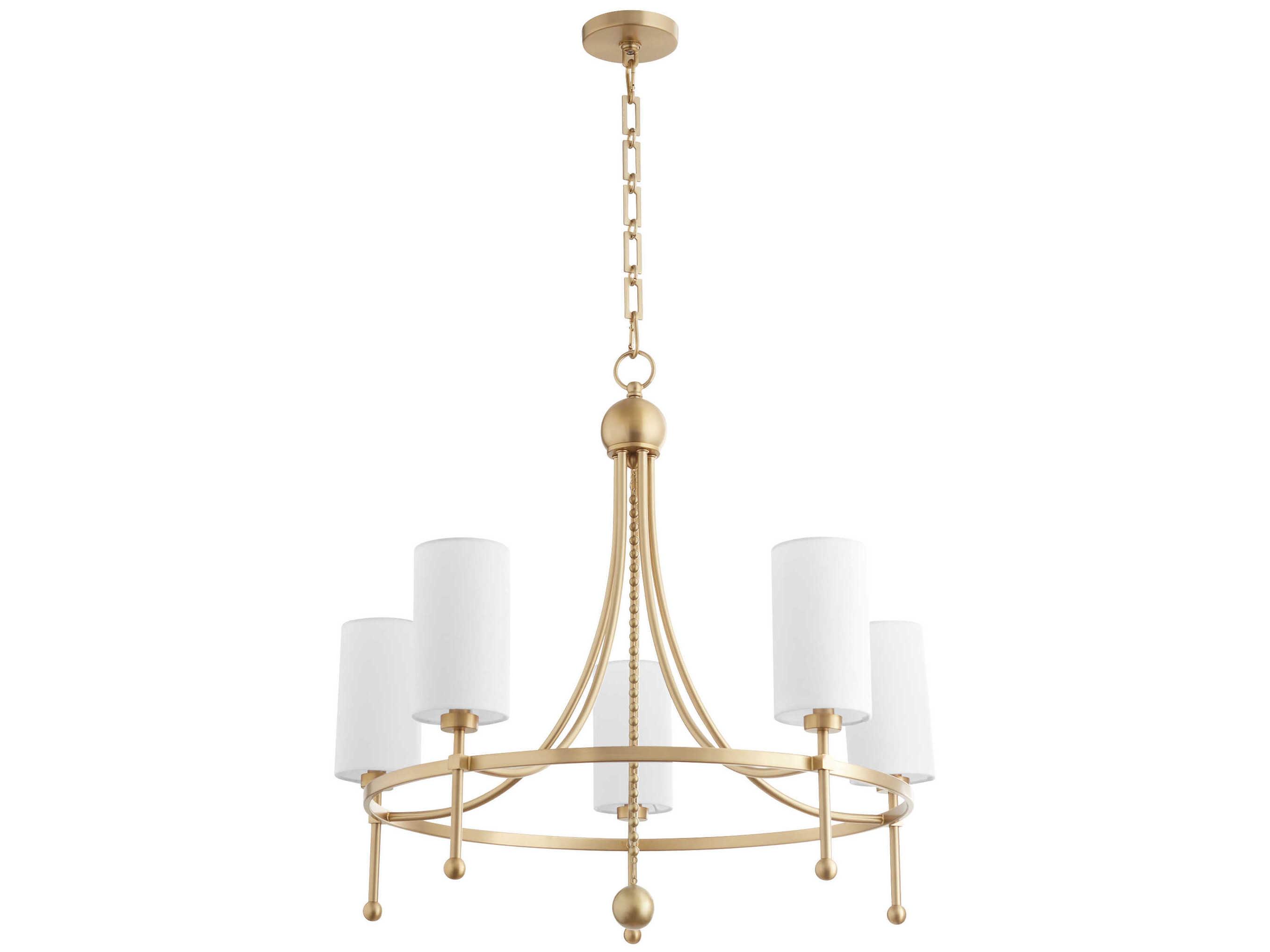 Quorum Lee Boulevard 5-Light Aged Brass Cylinder Chandelier