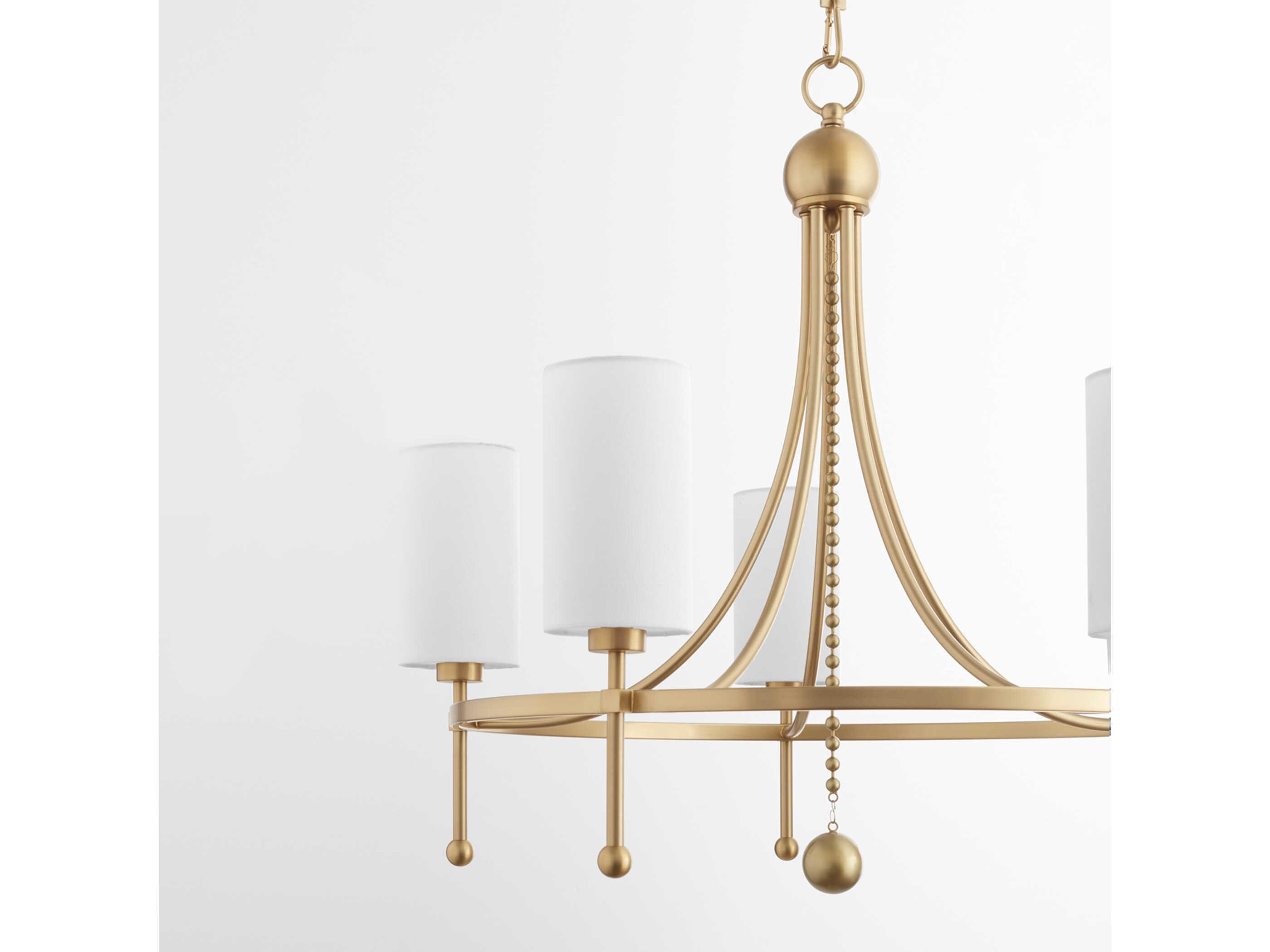 Quorum Lee Boulevard 5-Light Aged Brass Cylinder Chandelier