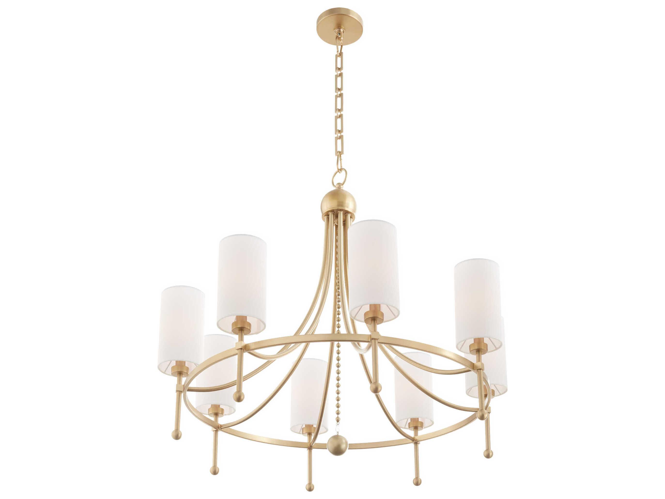 Quorum Lee Boulevard 8-Light Aged Brass Cylinder Chandelier