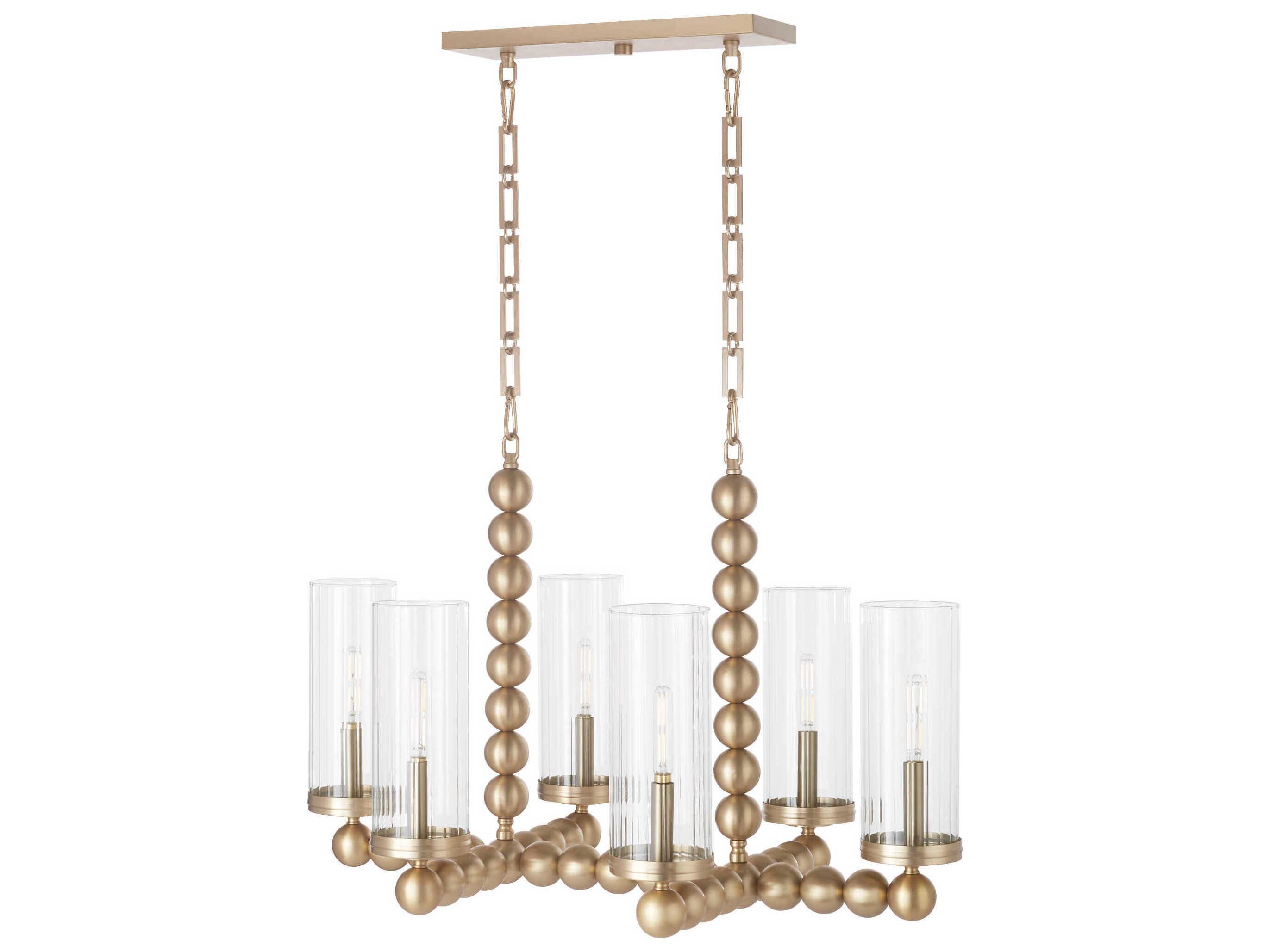 Quorum Lee Boulevard 6-Light Aged Brass Island Pendant