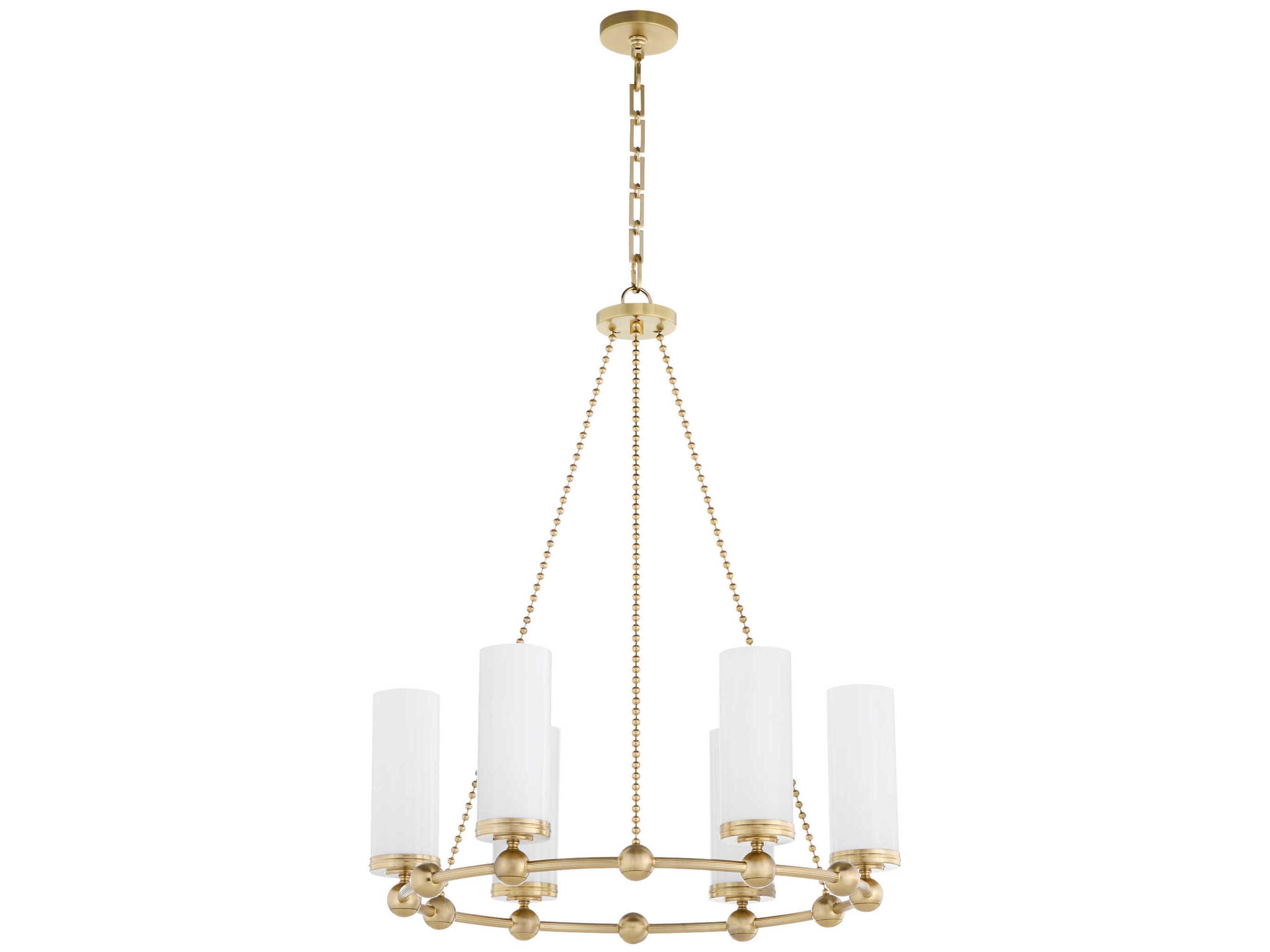 Quorum Lee Boulevard 6-Light Aged Brass Cylinder Chandelier