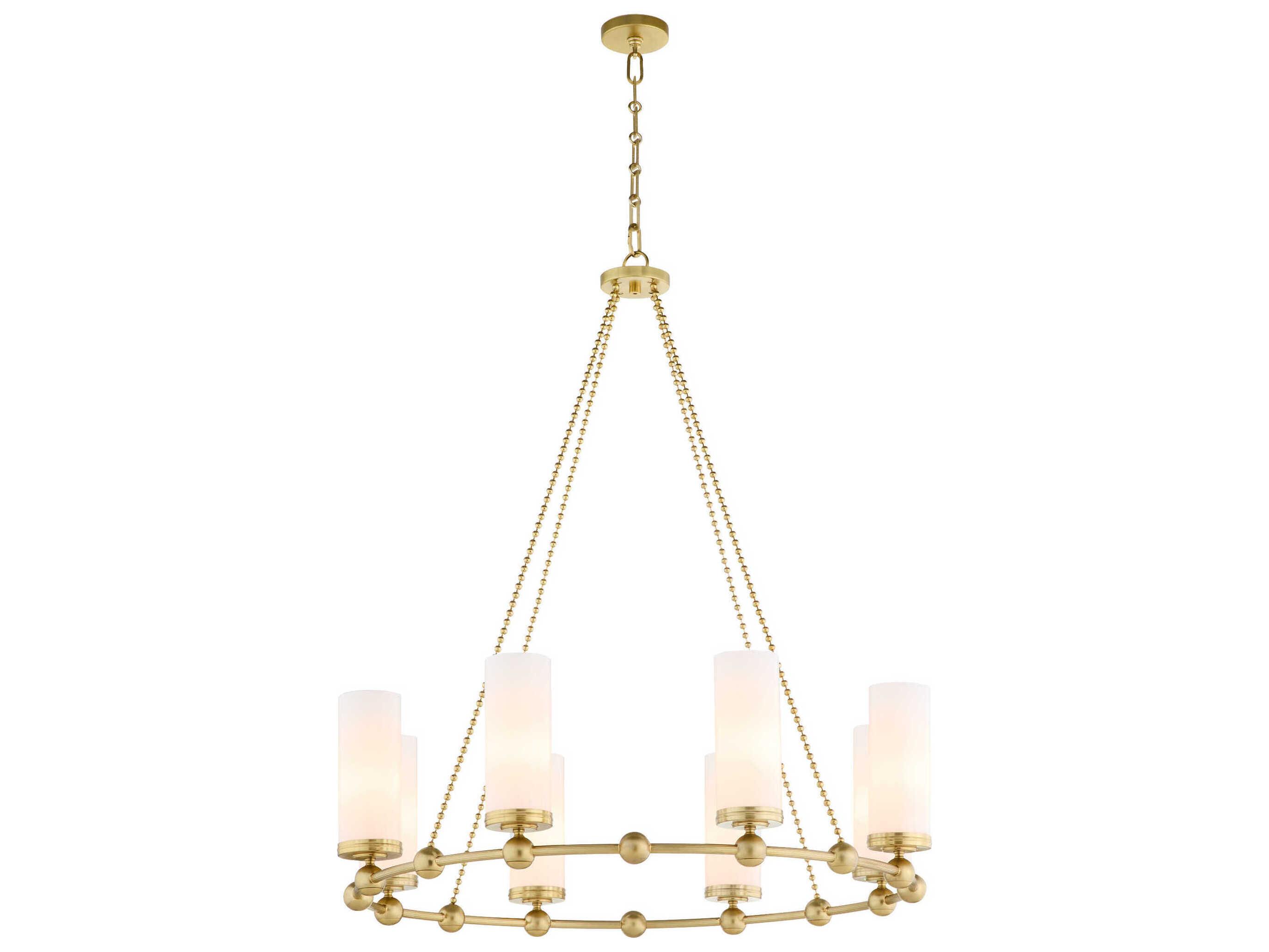 Quorum Lee Boulevard 8-Light Aged Brass Cylinder Chandelier