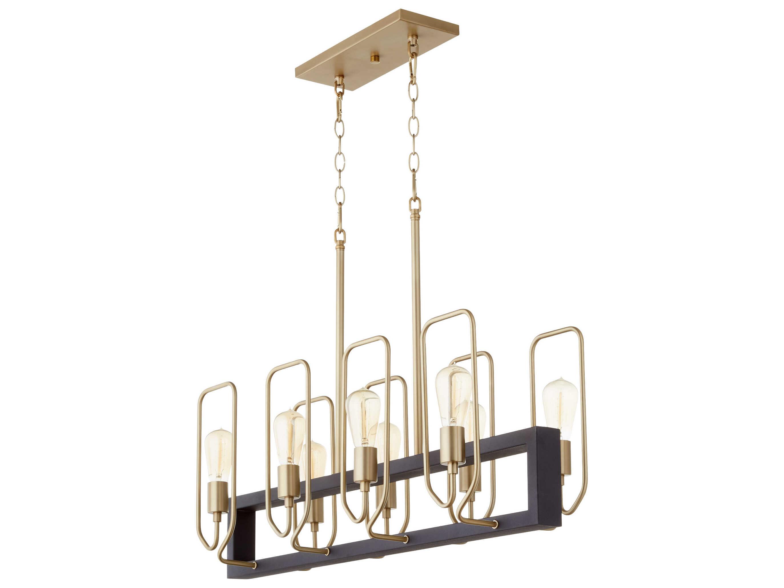 Quorum Howe 8-Light Textured Black Aged Brass Linear Island Pendant