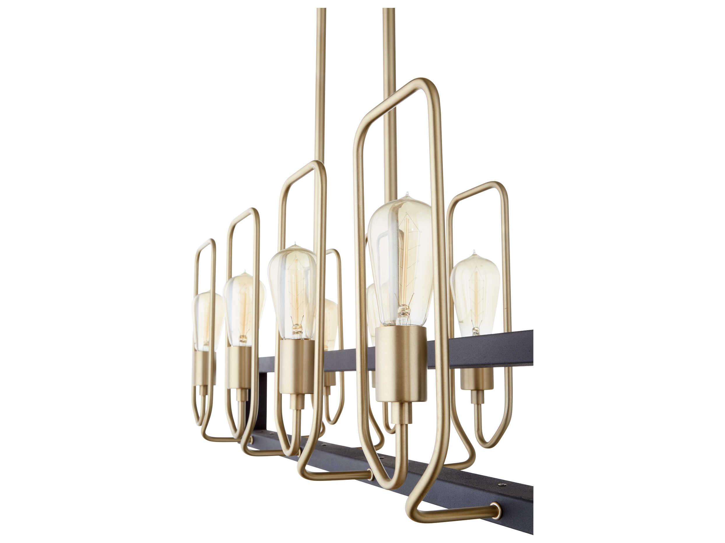 Quorum Howe 8-Light Textured Black Aged Brass Linear Island Pendant