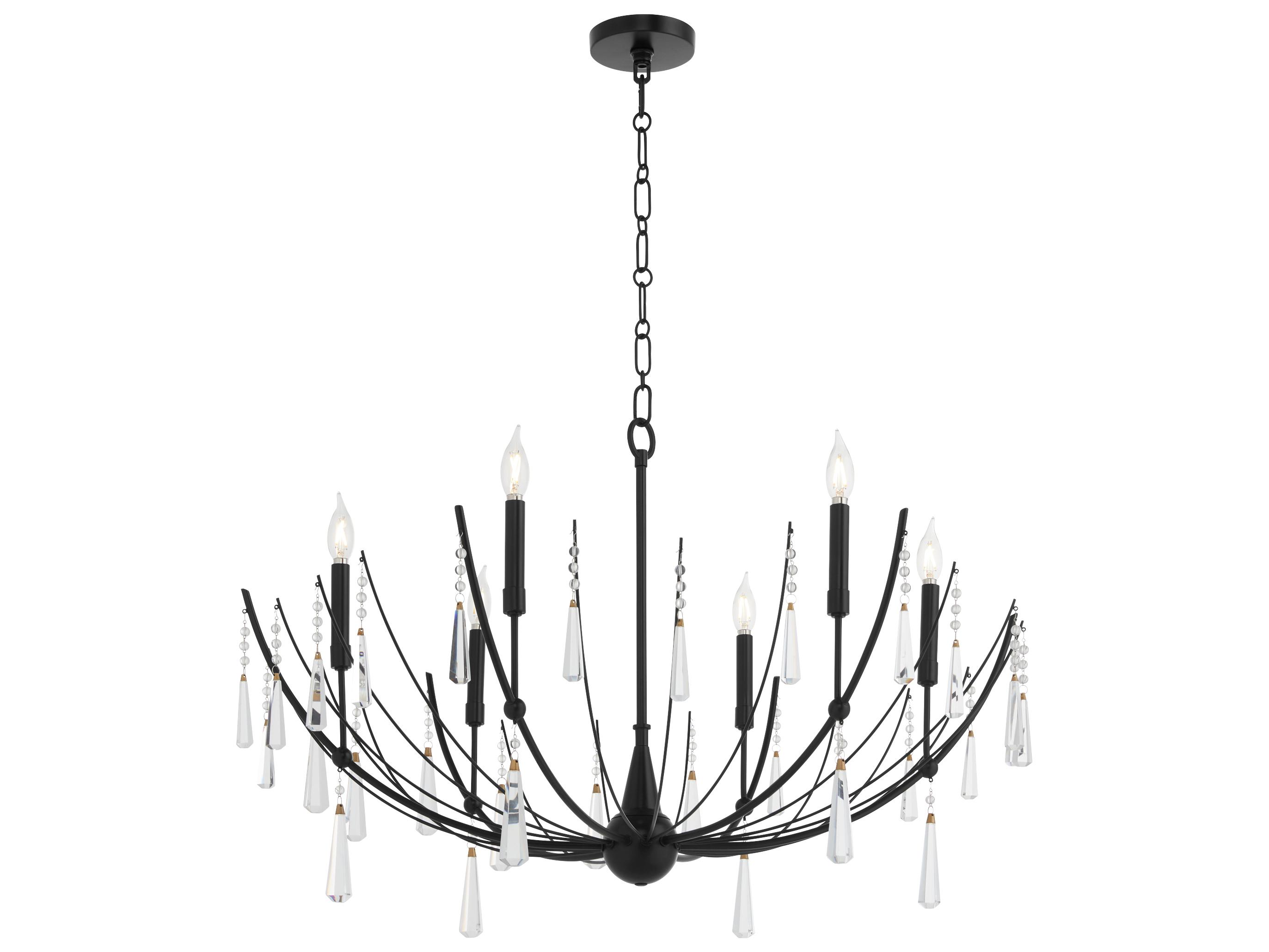 Quorum Eloise 6-Light Matte Black Candelabra Chandelier