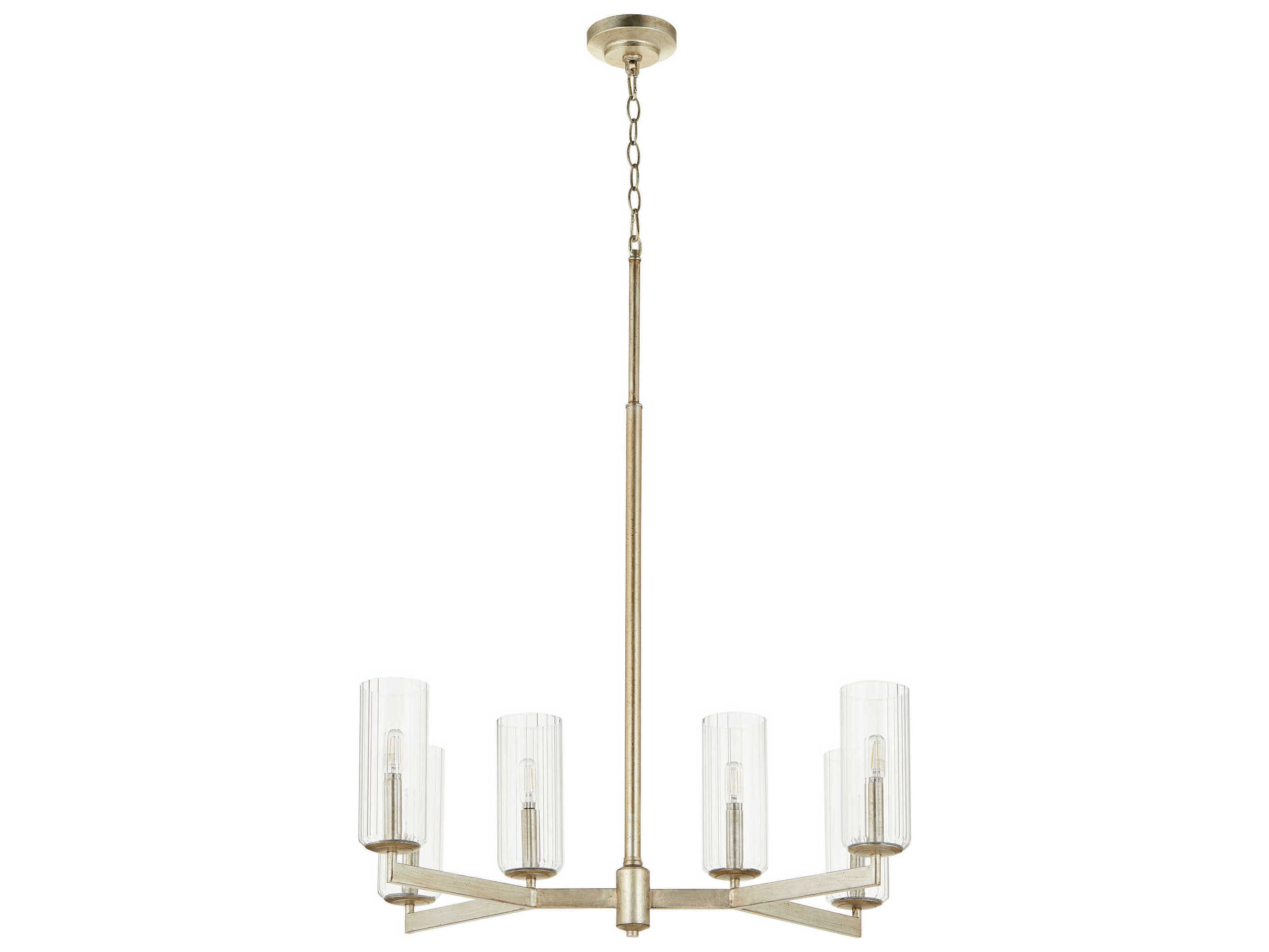 Quorum Merrick 6-Light Aged Silver Leaf Cylinder Chandelier