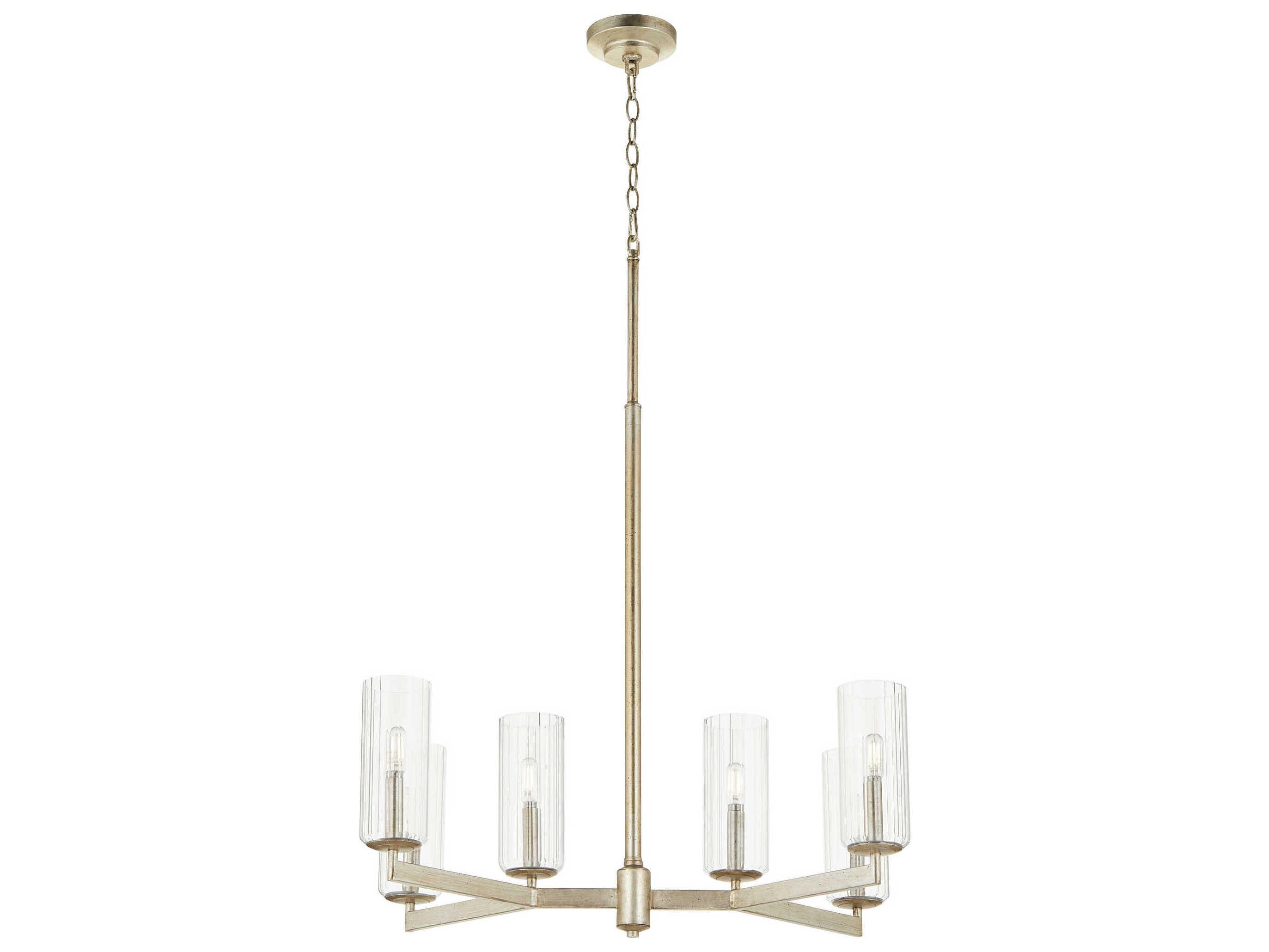 Quorum Merrick 6-Light Aged Silver Leaf Cylinder Chandelier
