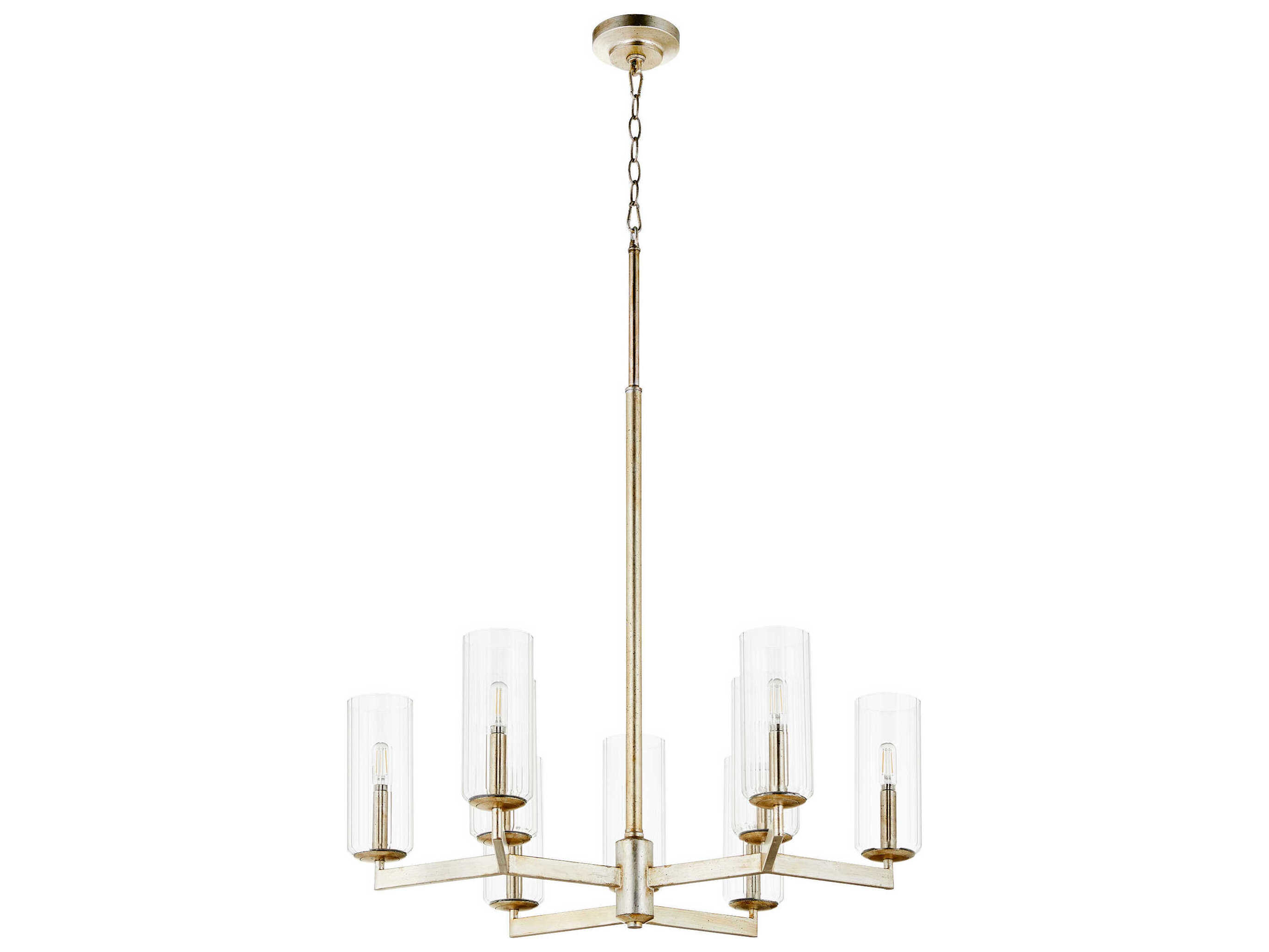 Quorum Merrick 9-Light Aged Silver Leaf Cylinder Chandelier
