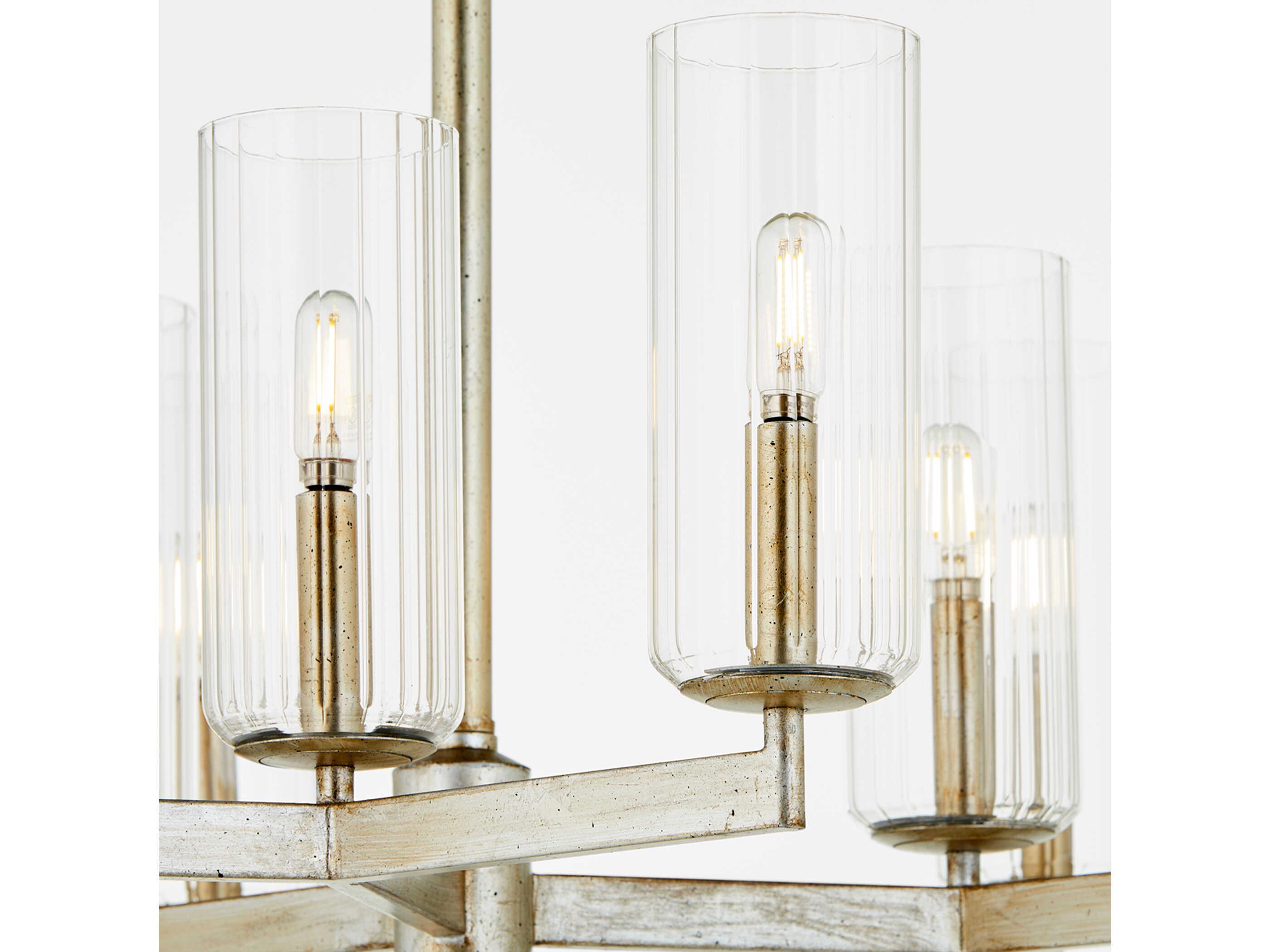 Quorum Merrick 9-Light Aged Silver Leaf Cylinder Chandelier