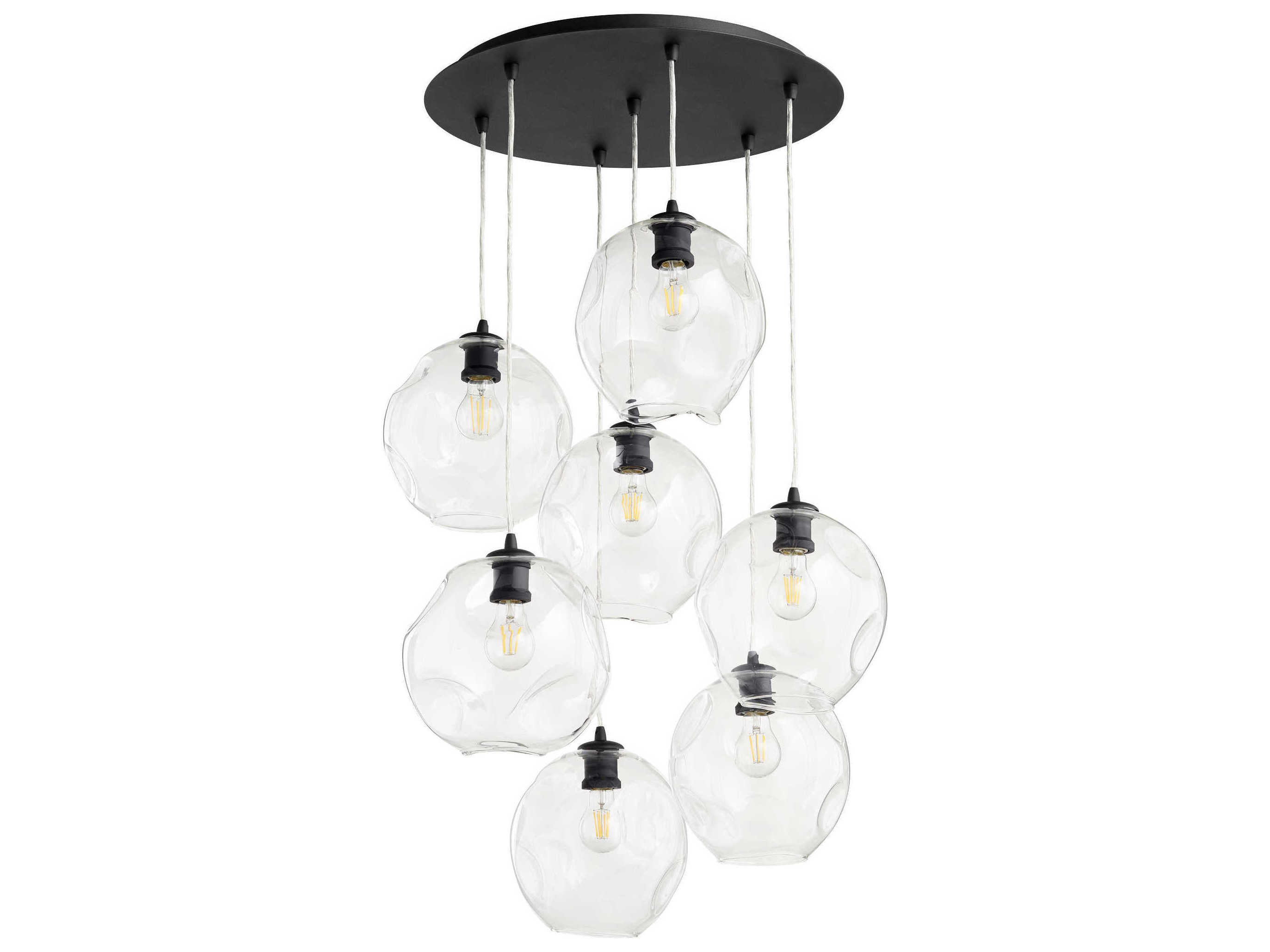 Quorum Numen 7-Light Noir Black Glass Globe Pendant
