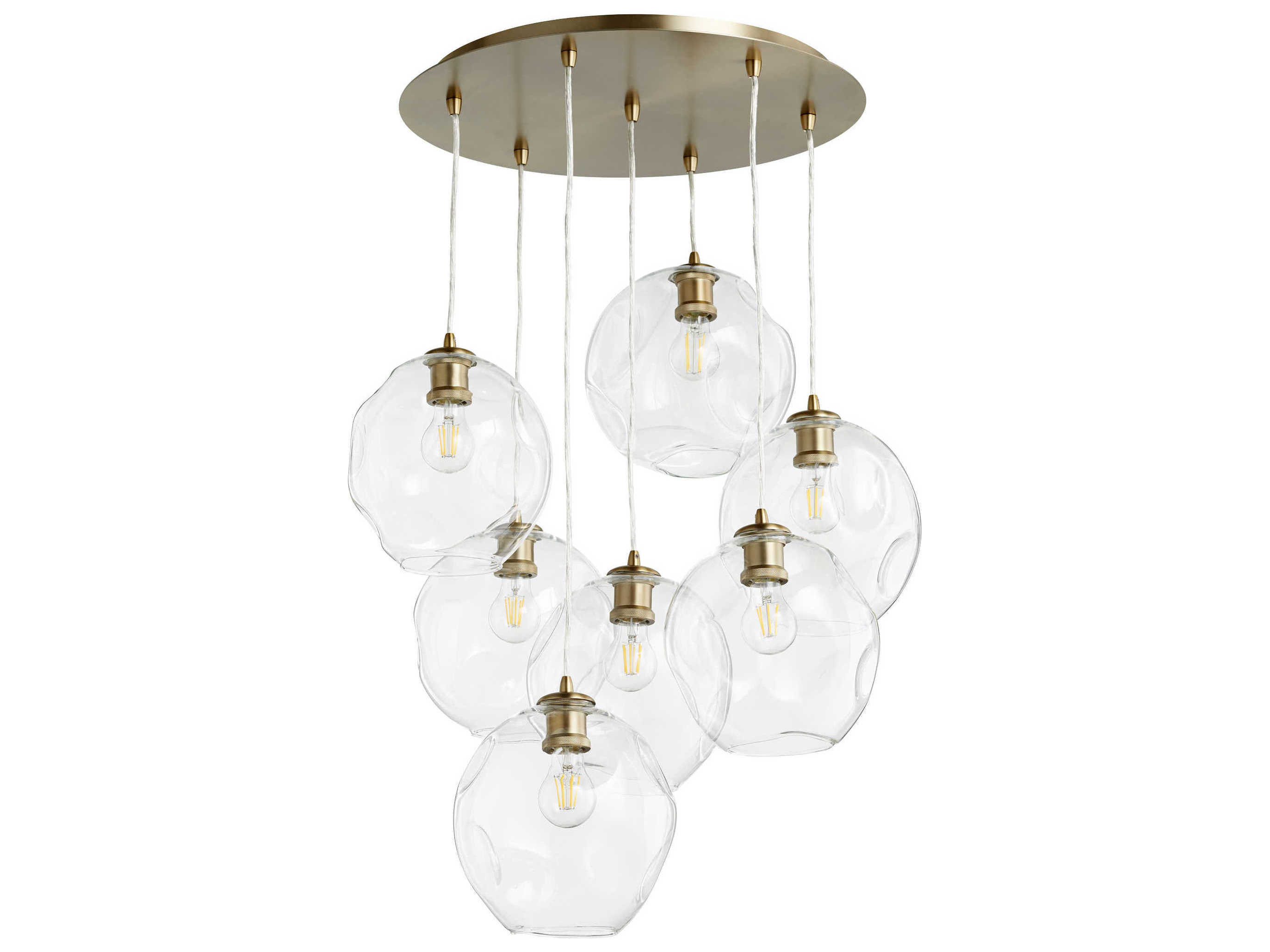 Quorum Numen 7-Light Aged Brass Glass Globe Pendant