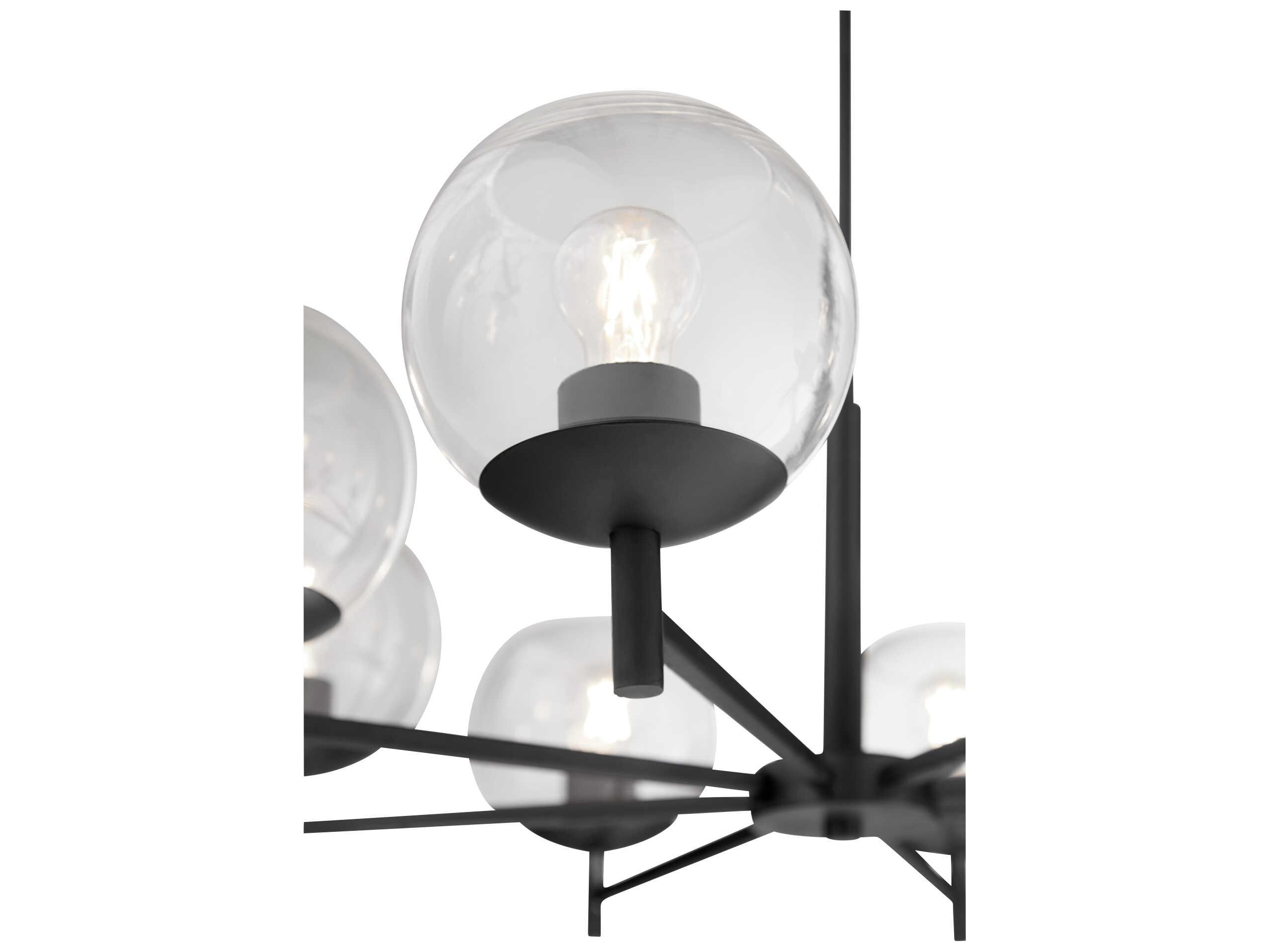 Quorum Lyon 8-Light Matte Black Glass Globe Chandelier