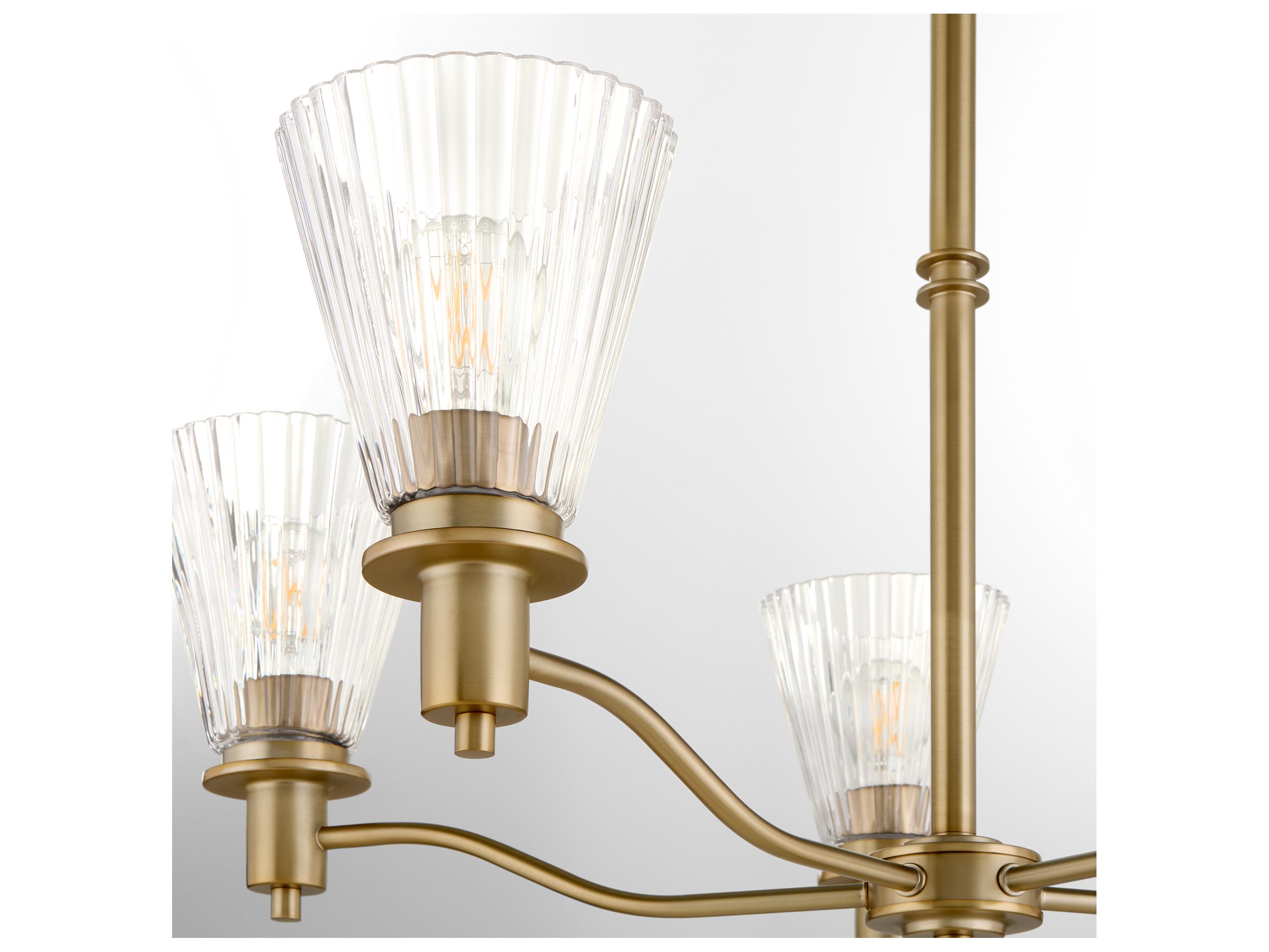 Quorum Lawton 5-Light Brushed Brass Candelabra Chandelier