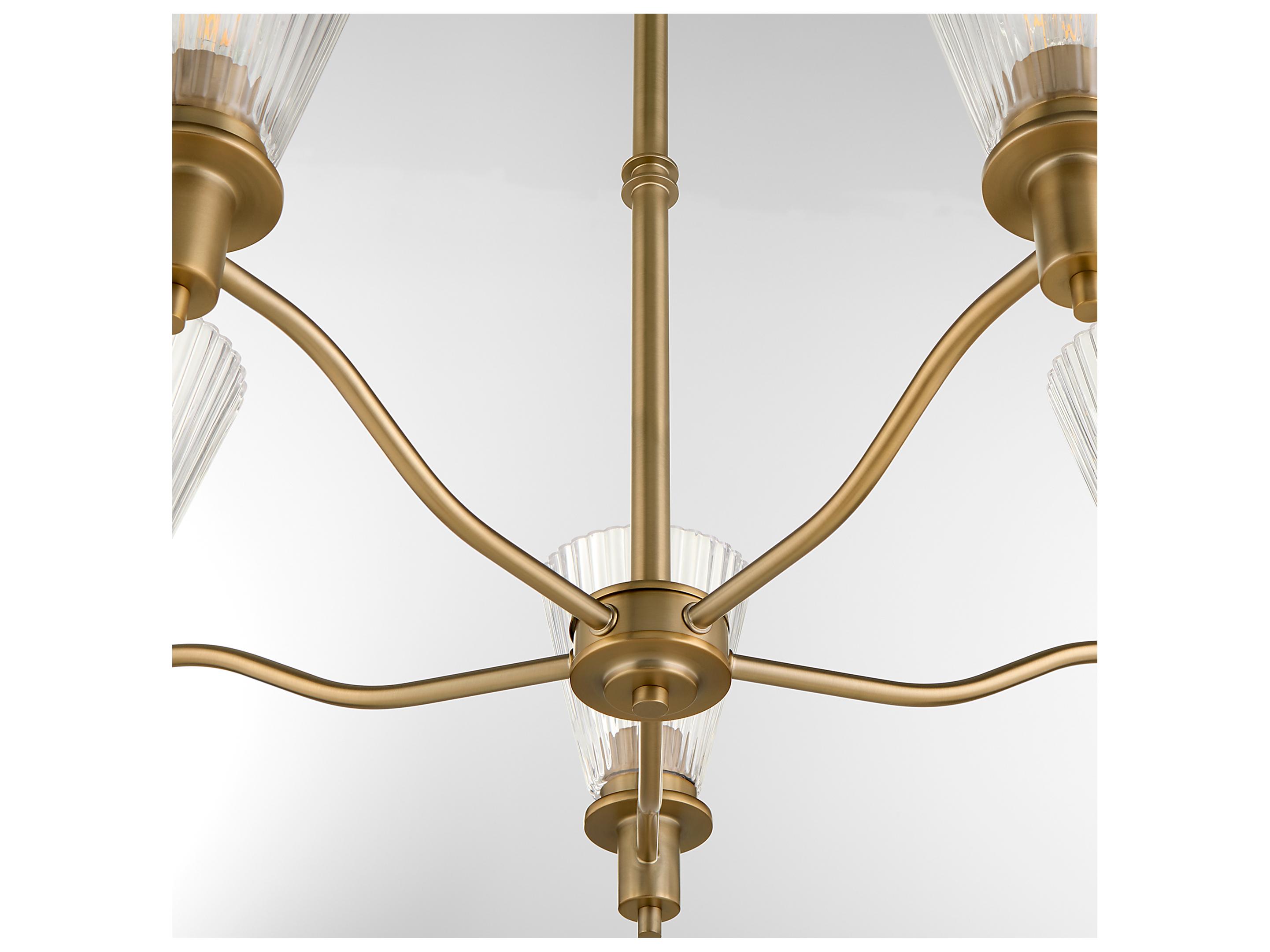 Quorum Lawton 5-Light Brushed Brass Candelabra Chandelier