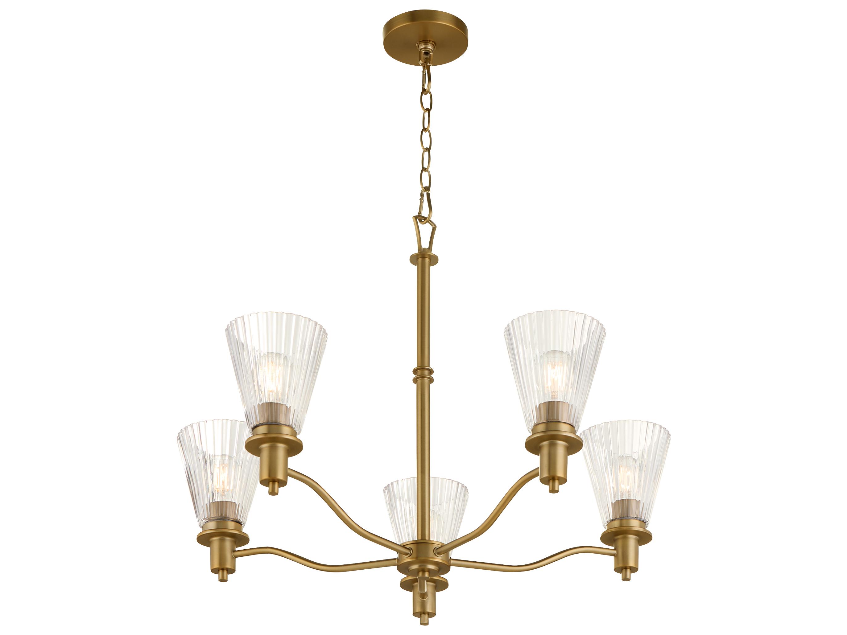 Quorum Lawton 5-Light Brushed Brass Candelabra Chandelier