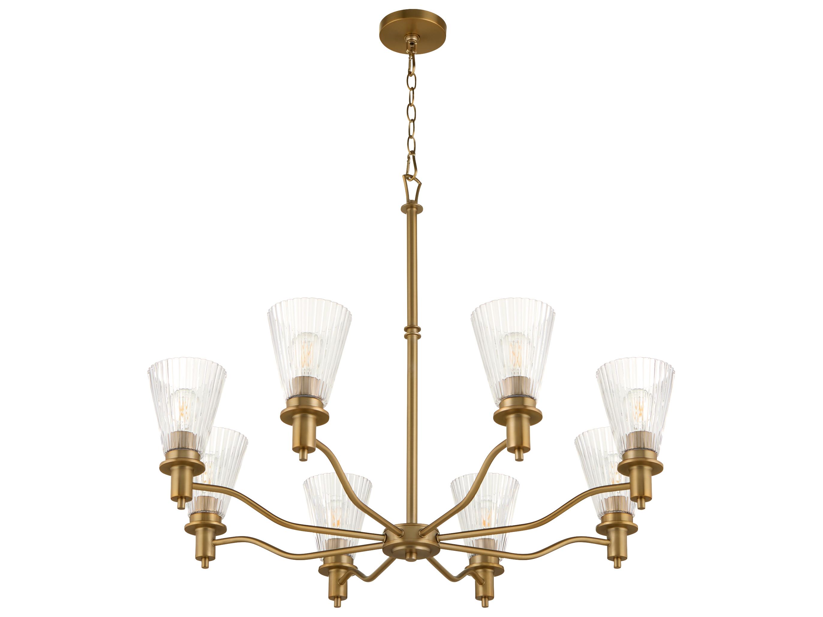 Quorum Lawton 8-Light Brushed Brass Candelabra Chandelier