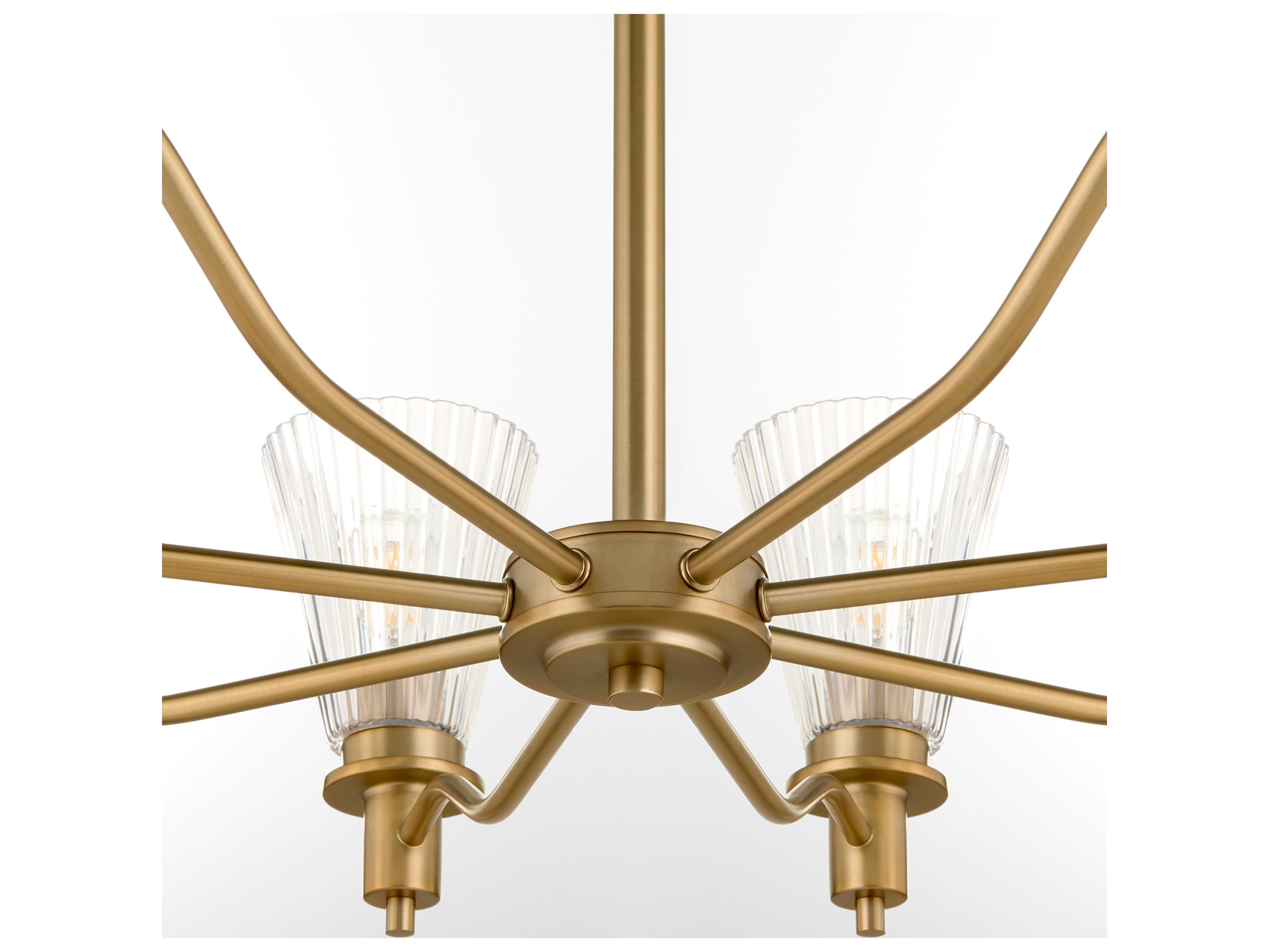 Quorum Lawton 8-Light Brushed Brass Candelabra Chandelier