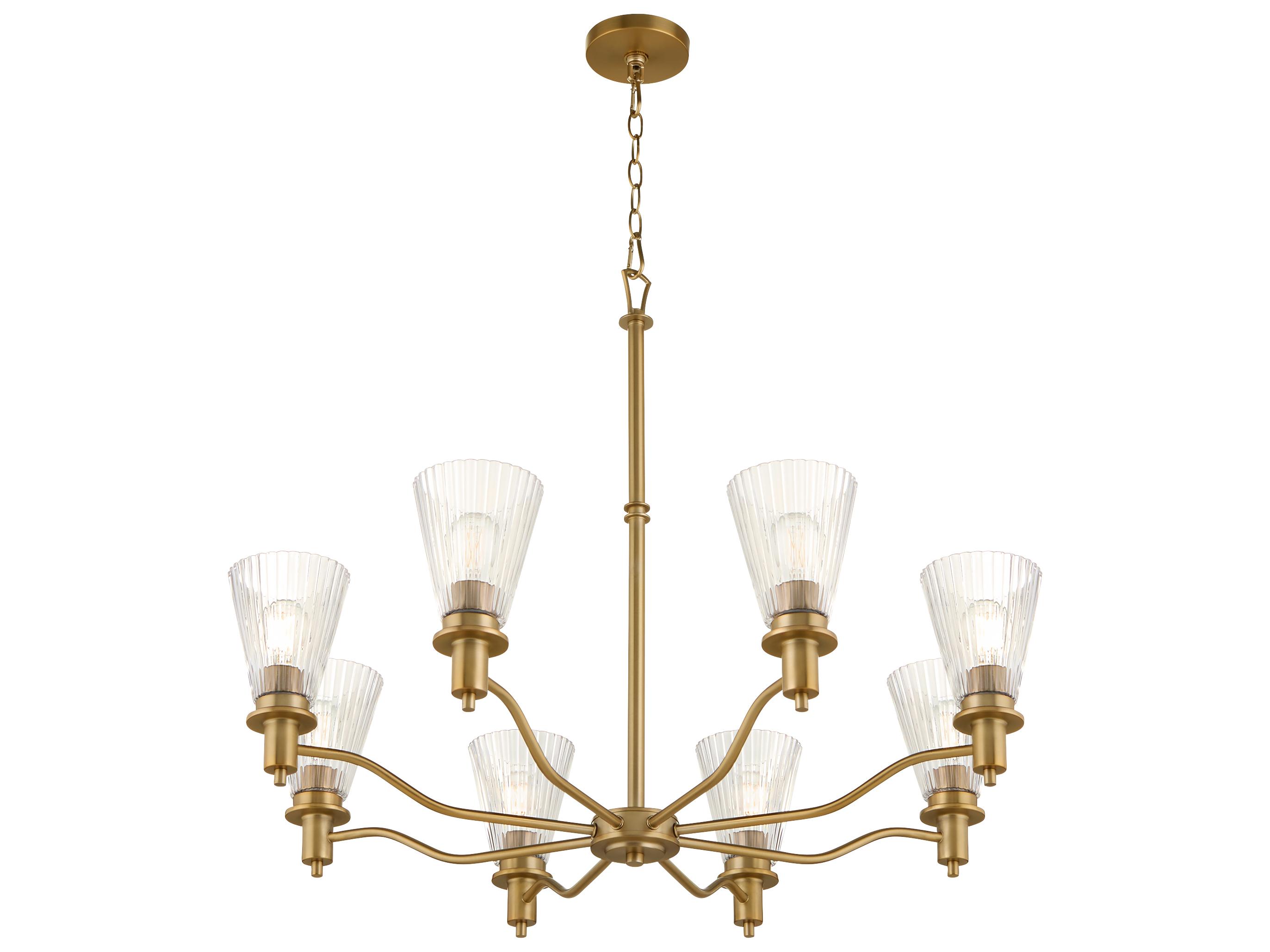 Quorum Lawton 8-Light Brushed Brass Candelabra Chandelier