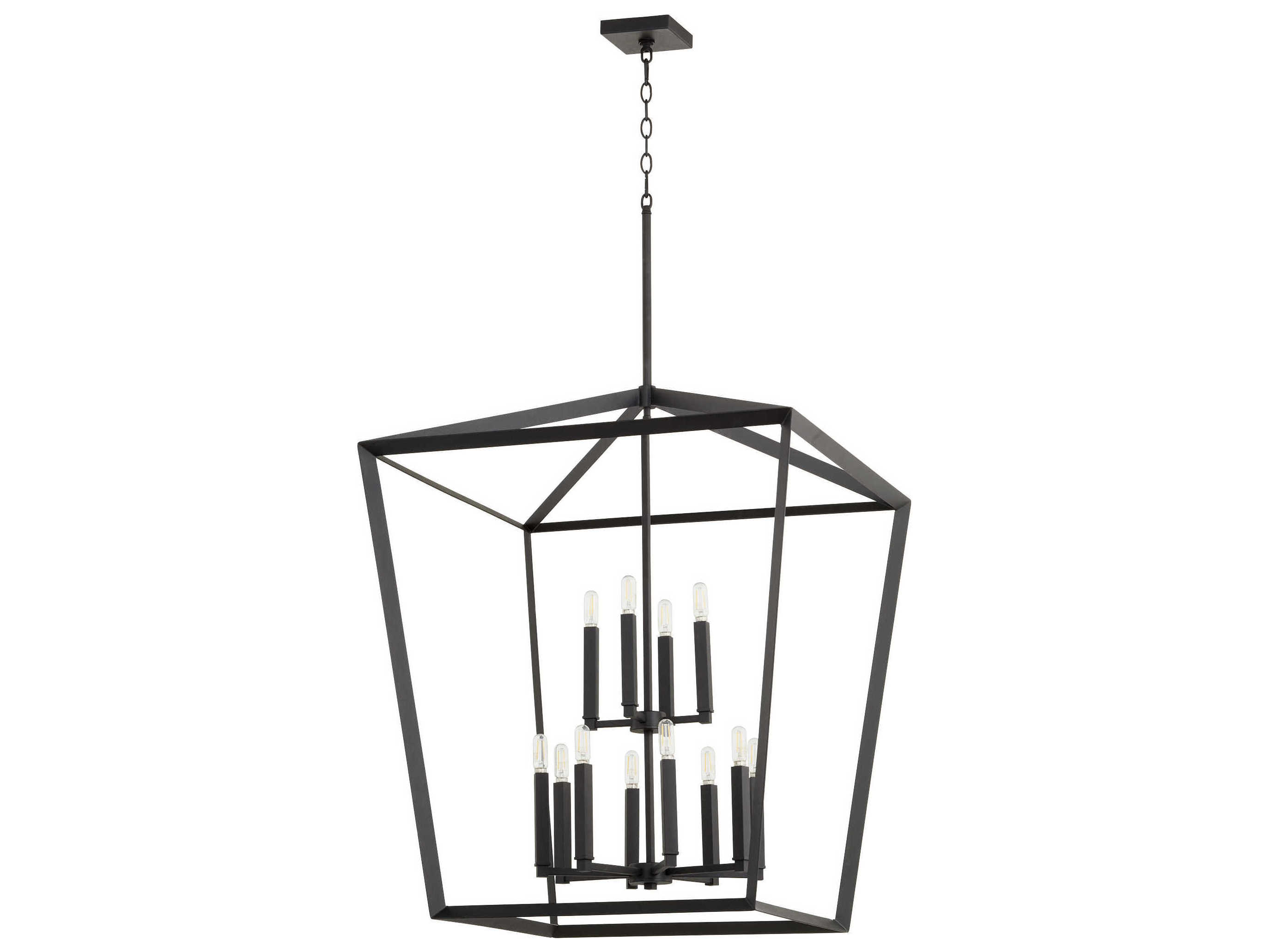 Quorum Manor 12-Light Noir Black Candelabra Tiered Chandelier