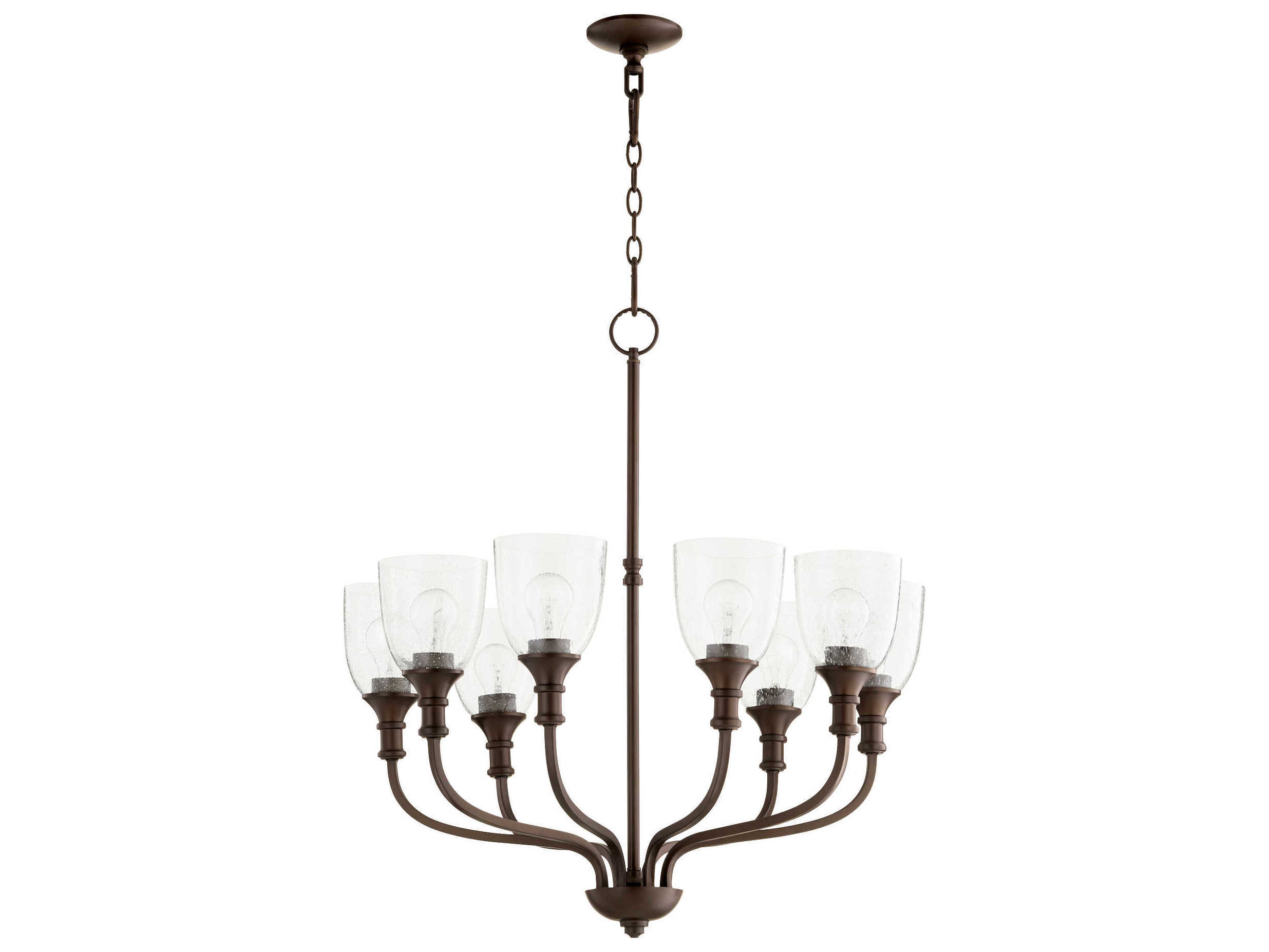 Quorum Richmond 8-Light Oiled Bronze With Clear Seeded Glass Bell Chandelier