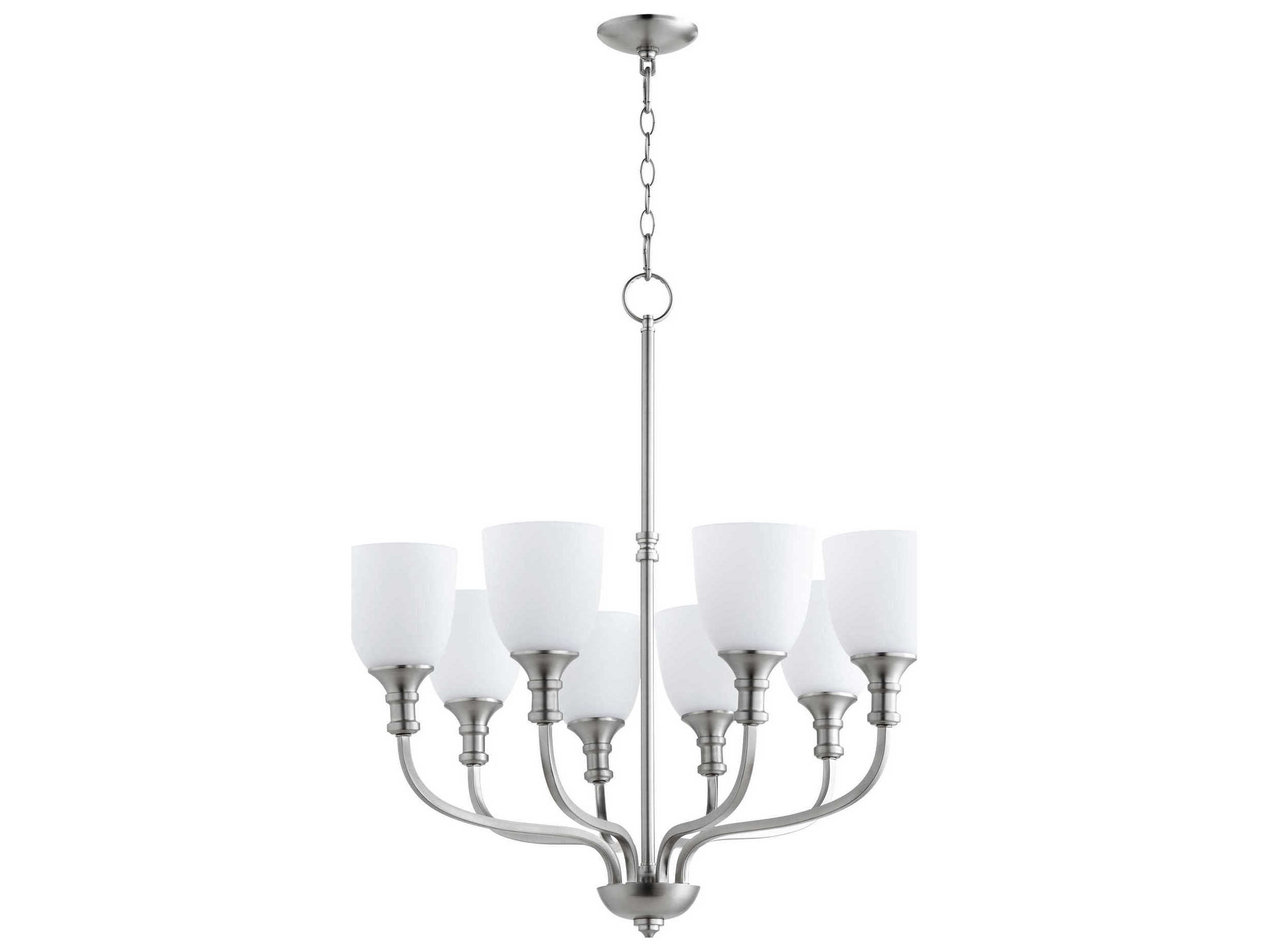 Quorum Richmond 8-Light Satin Nickel Glass Bell Chandelier
