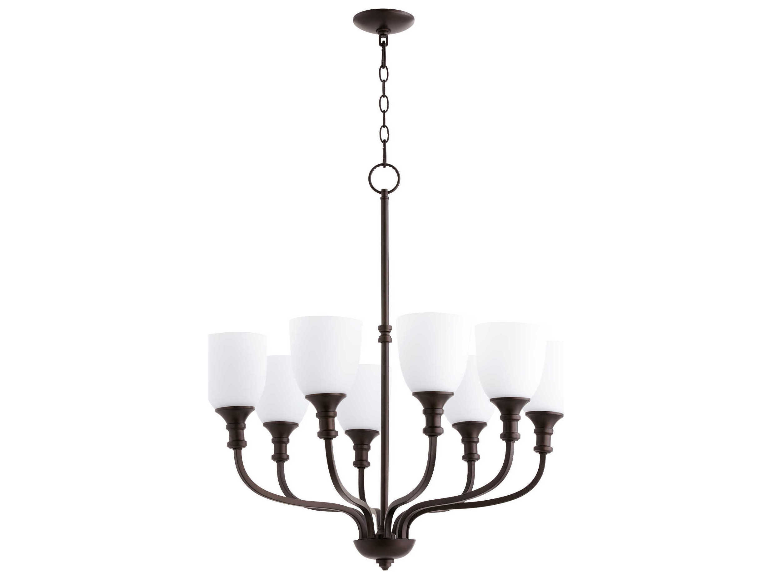 Quorum Richmond 8-Light Oiled Bronze Glass Bell Chandelier