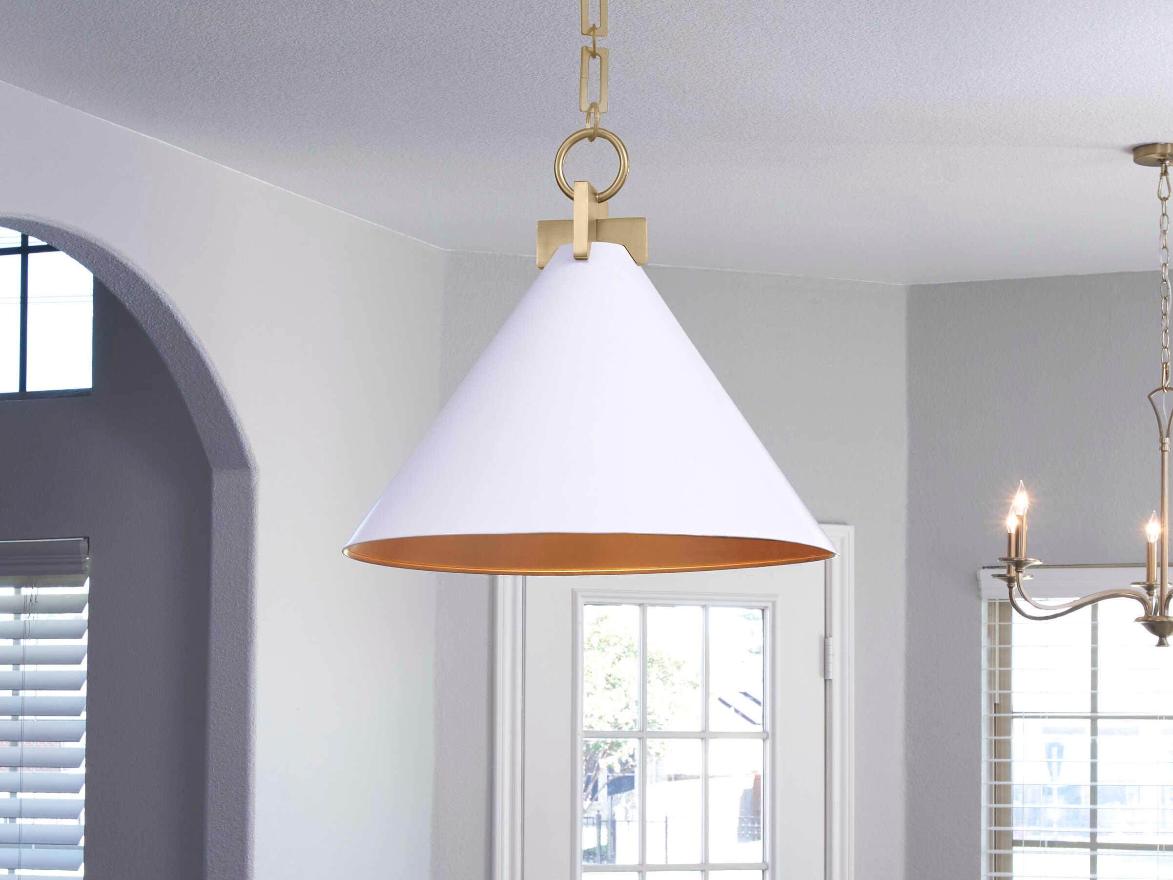 Quorum Jackson 1-Light Studio White Aged Brass Pendant