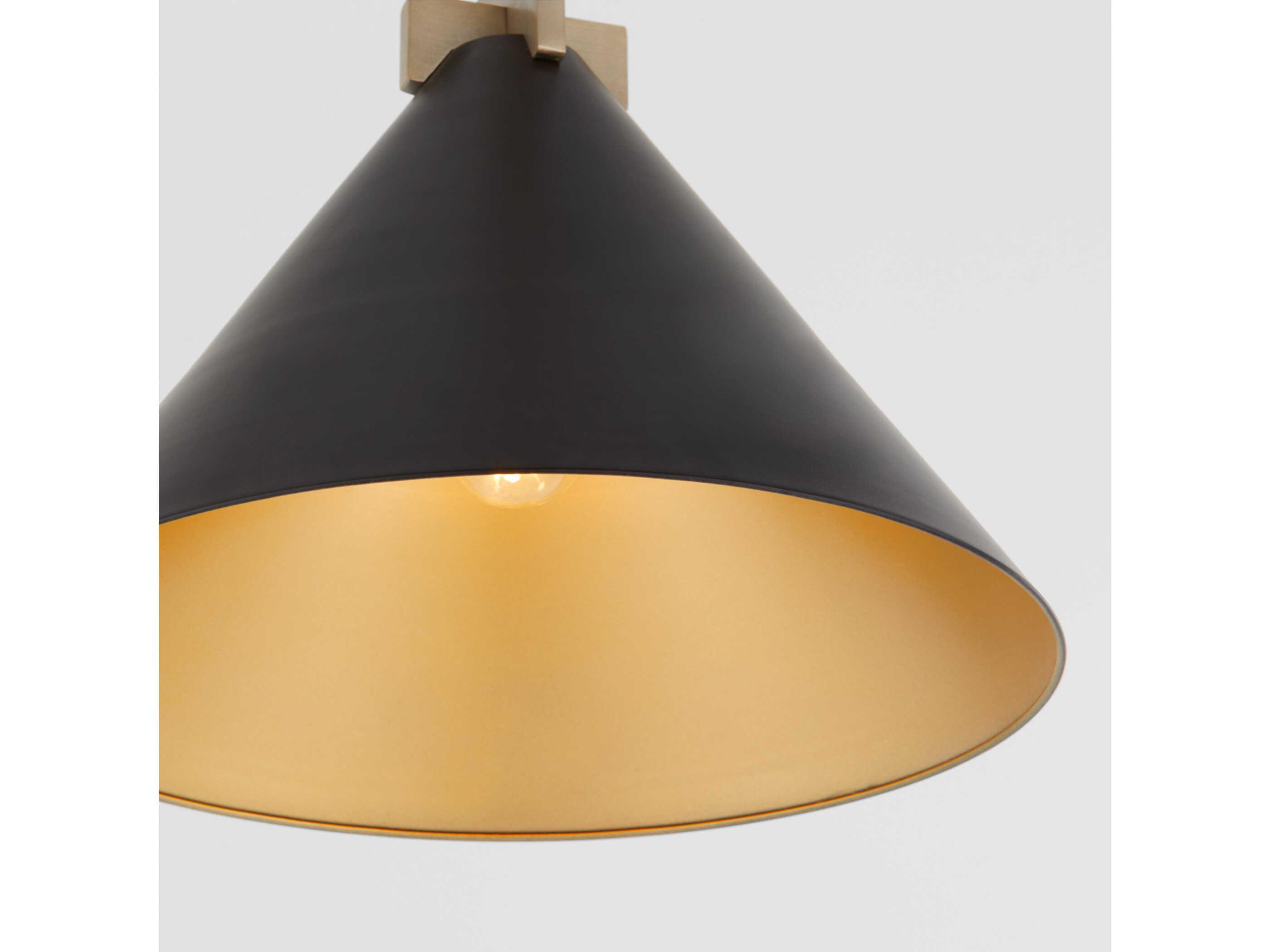 Quorum Jackson 1-Light Matte Black Aged Brass Pendant