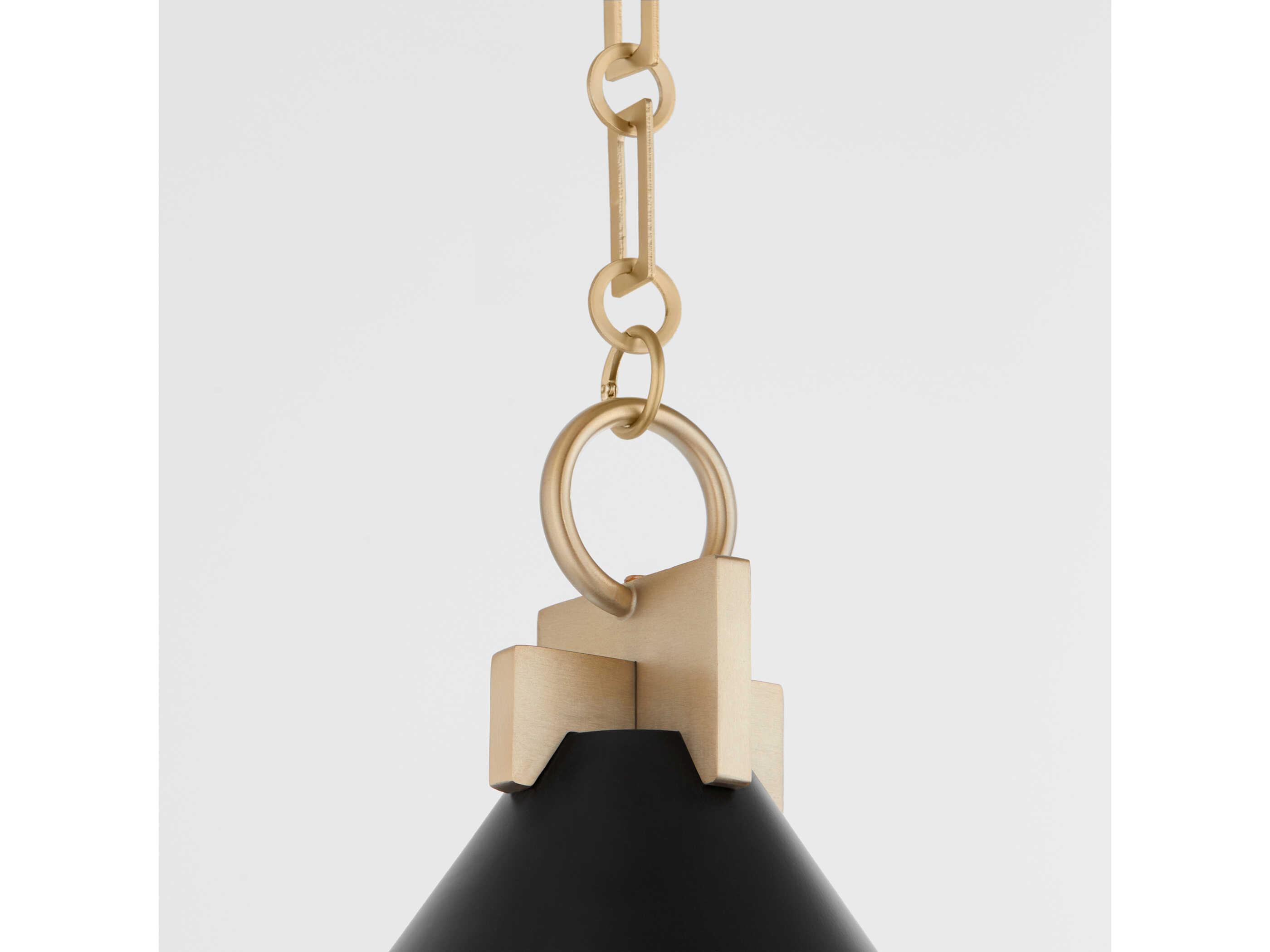 Quorum Jackson 1-Light Matte Black Aged Brass Pendant