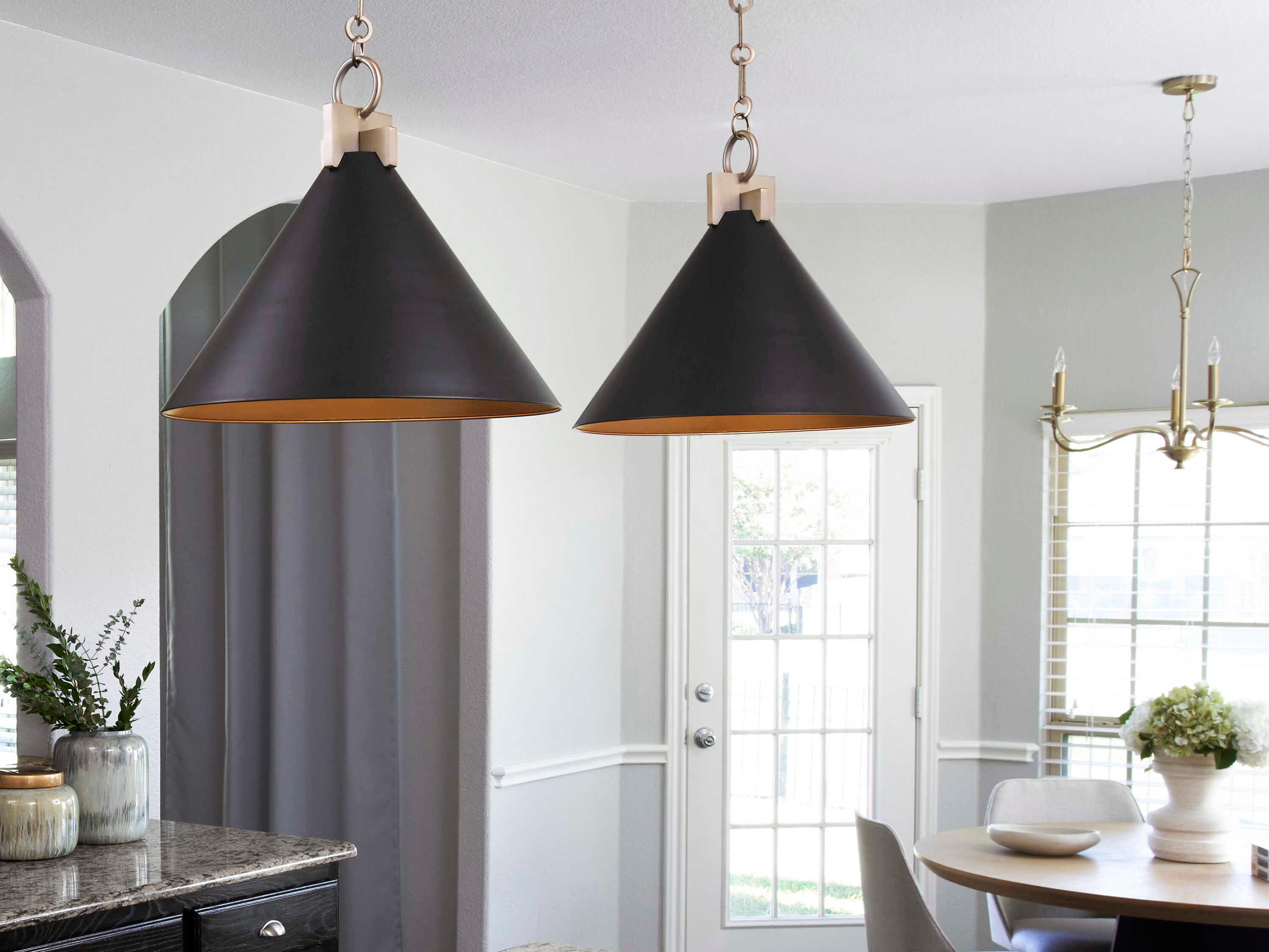 Quorum Jackson 1-Light Matte Black Aged Brass Pendant