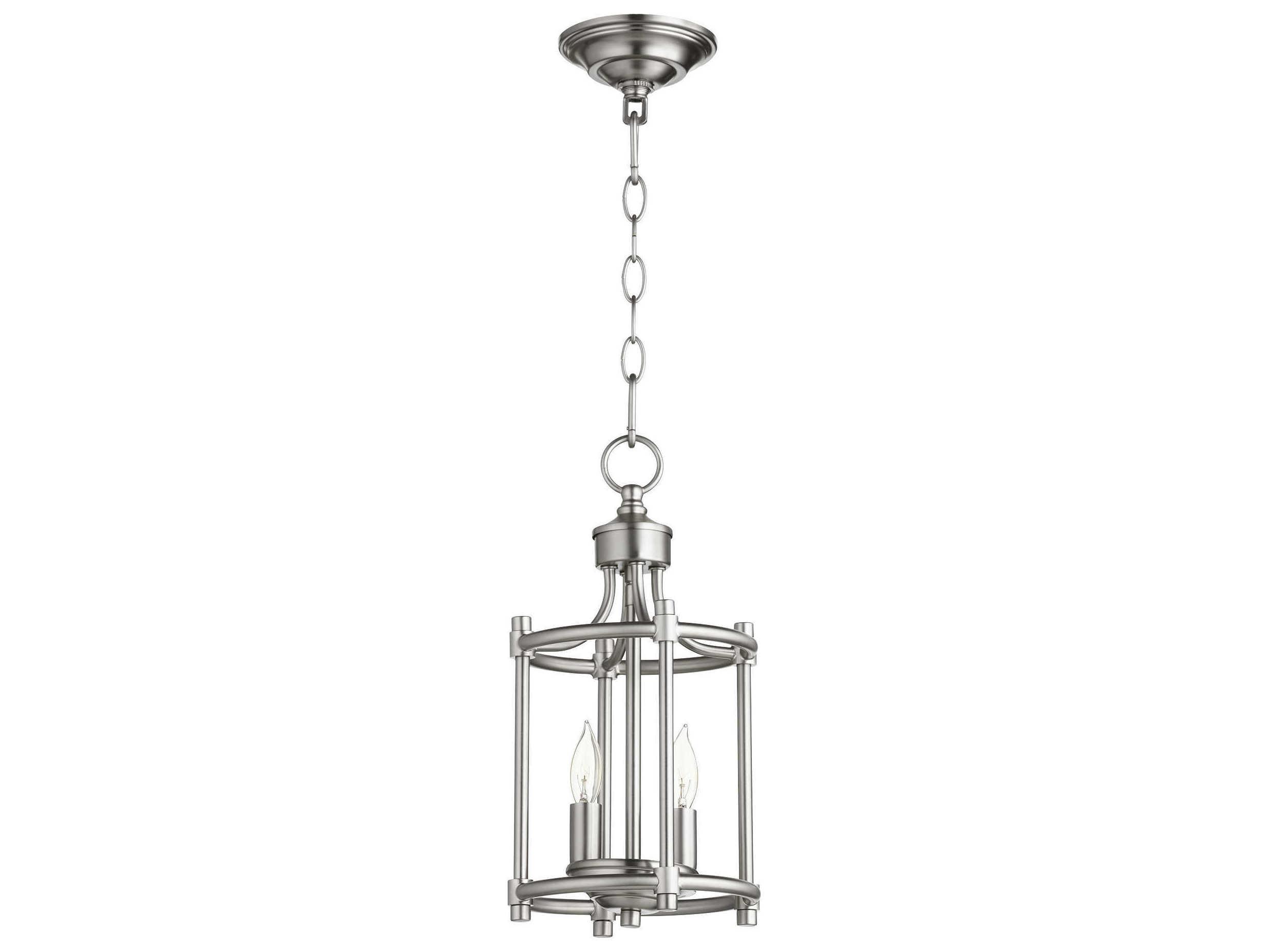 Quorum Rossington 2-Light Satin Nickel Cylinder Mini Pendant