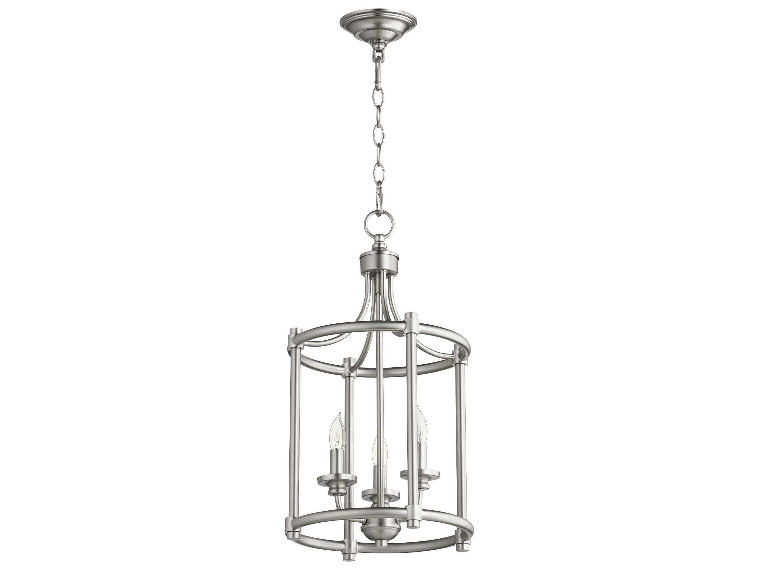 Quorum Rossington 3-Light Satin Nickel Candelabra Cylinder Chandelier