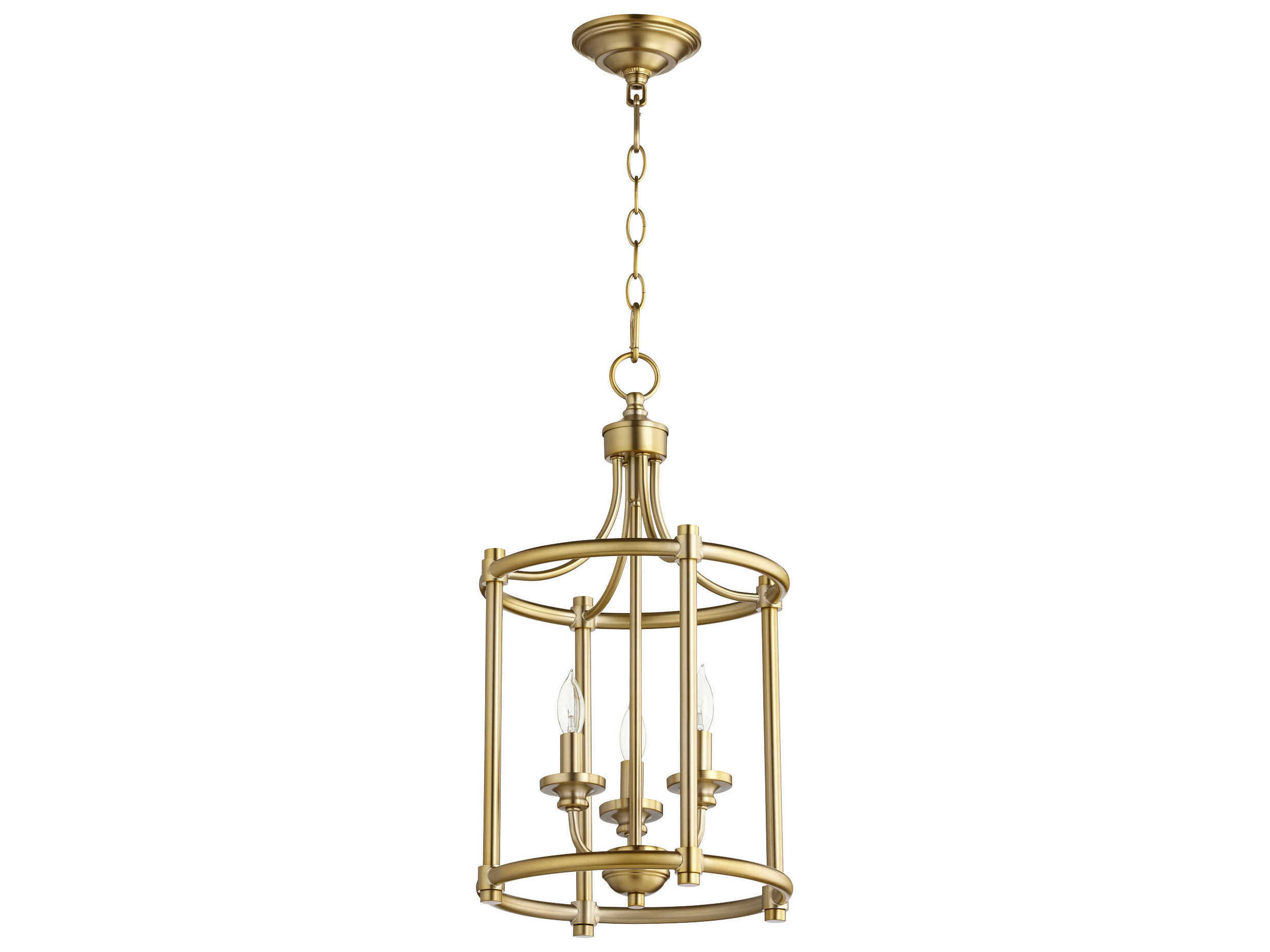 Quorum Rossington 3-Light Aged Brass Candelabra Cylinder Chandelier