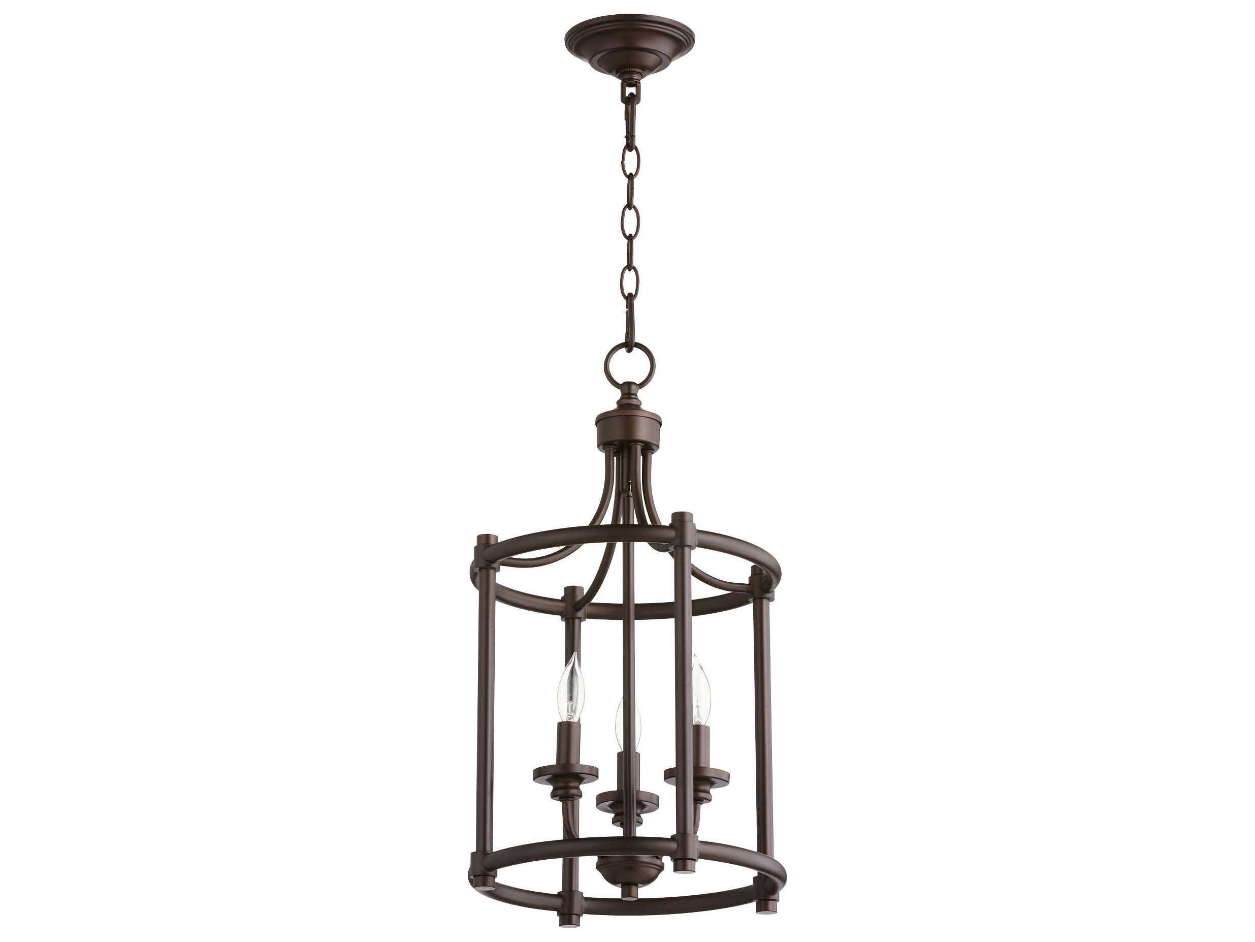 Quorum Rossington 3-Light Oiled Bronze Candelabra Cylinder Chandelier