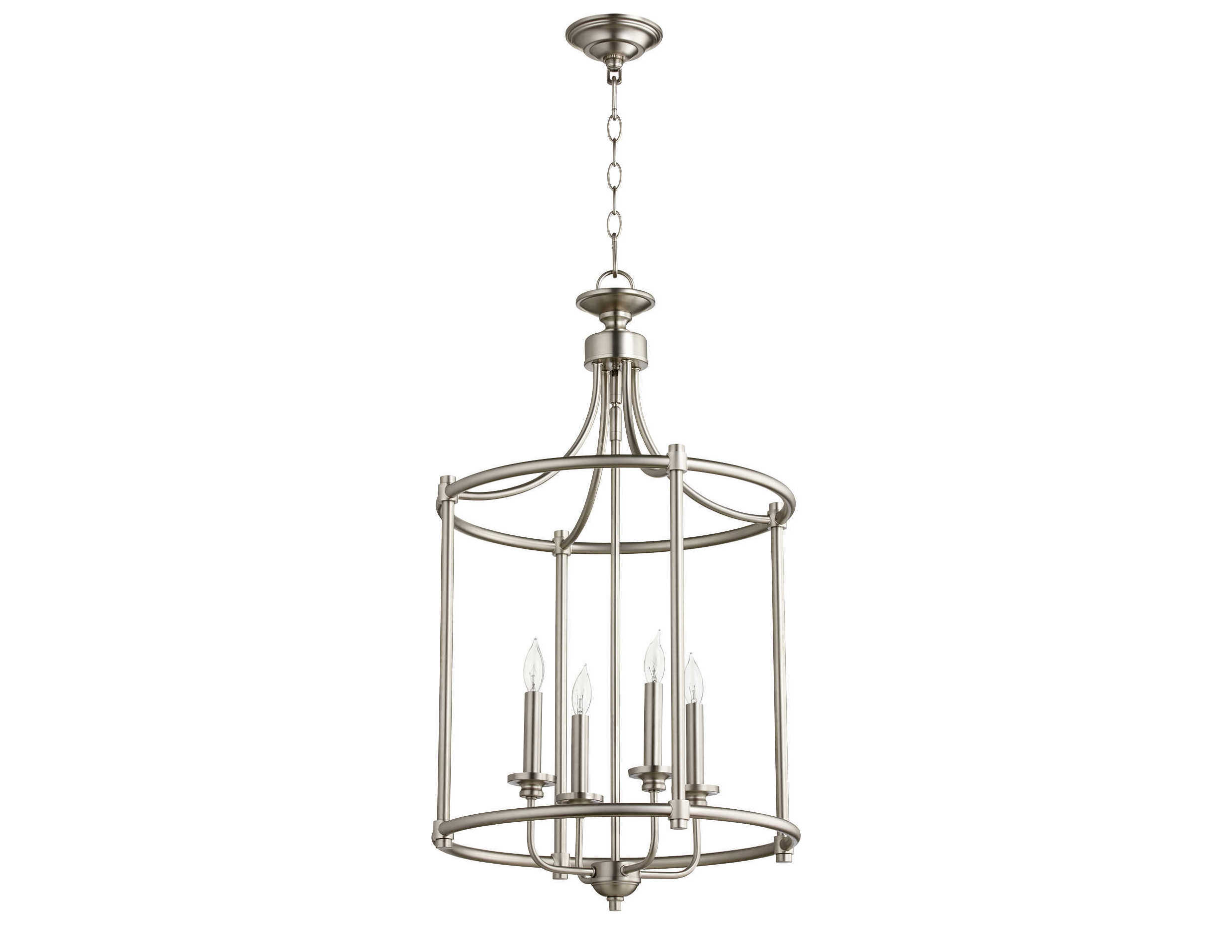 Quorum Rossington 4-Light Satin Nickel Candelabra Cylinder Chandelier