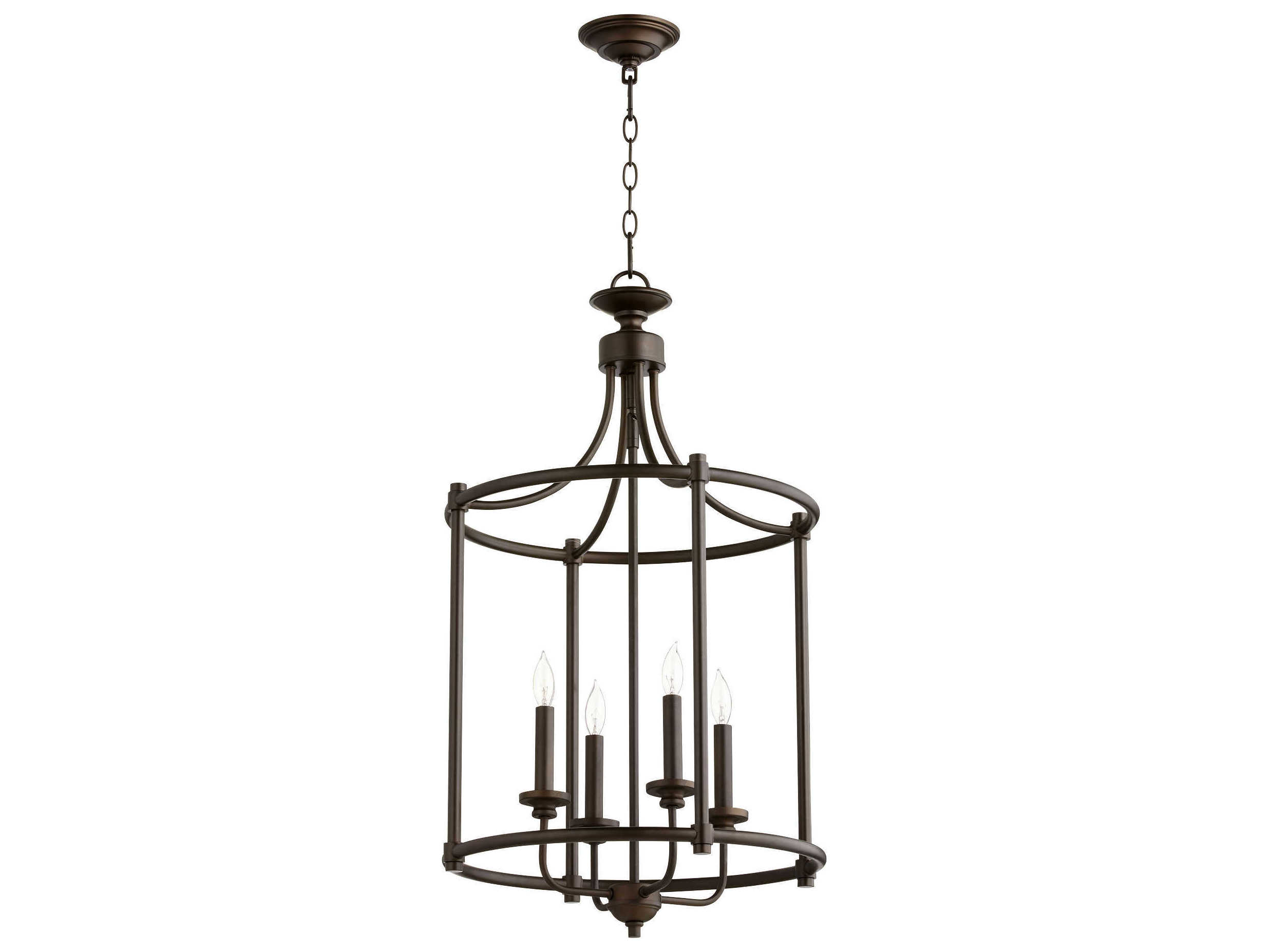 Quorum Rossington 4-Light Oiled Bronze Candelabra Cylinder Chandelier