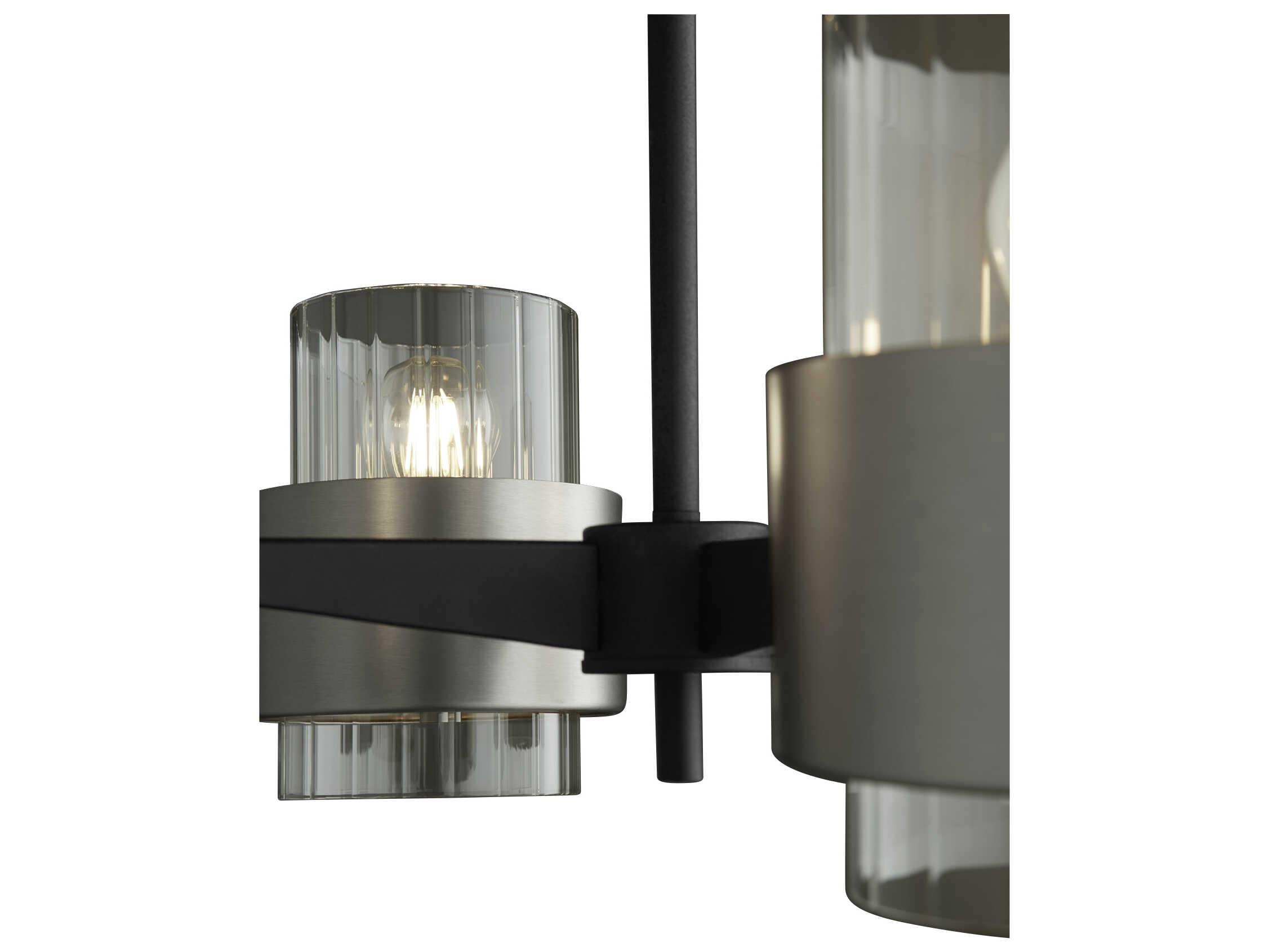 Quorum Epsilon 4-Light Textured Black Satin Nickel Glass Cylinder Chandelier