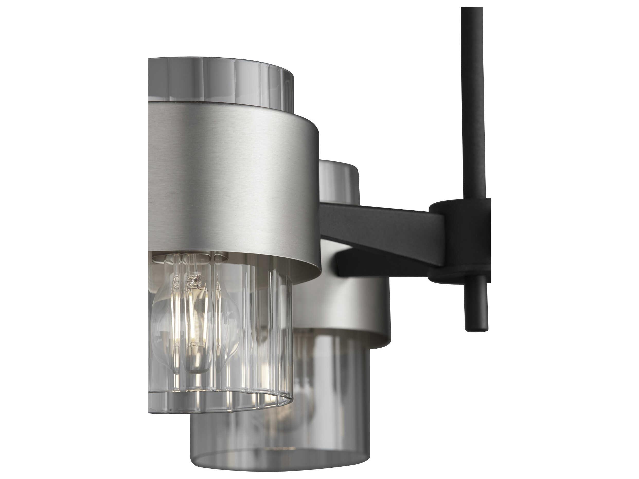 Quorum Epsilon 4-Light Textured Black Satin Nickel Glass Cylinder Chandelier