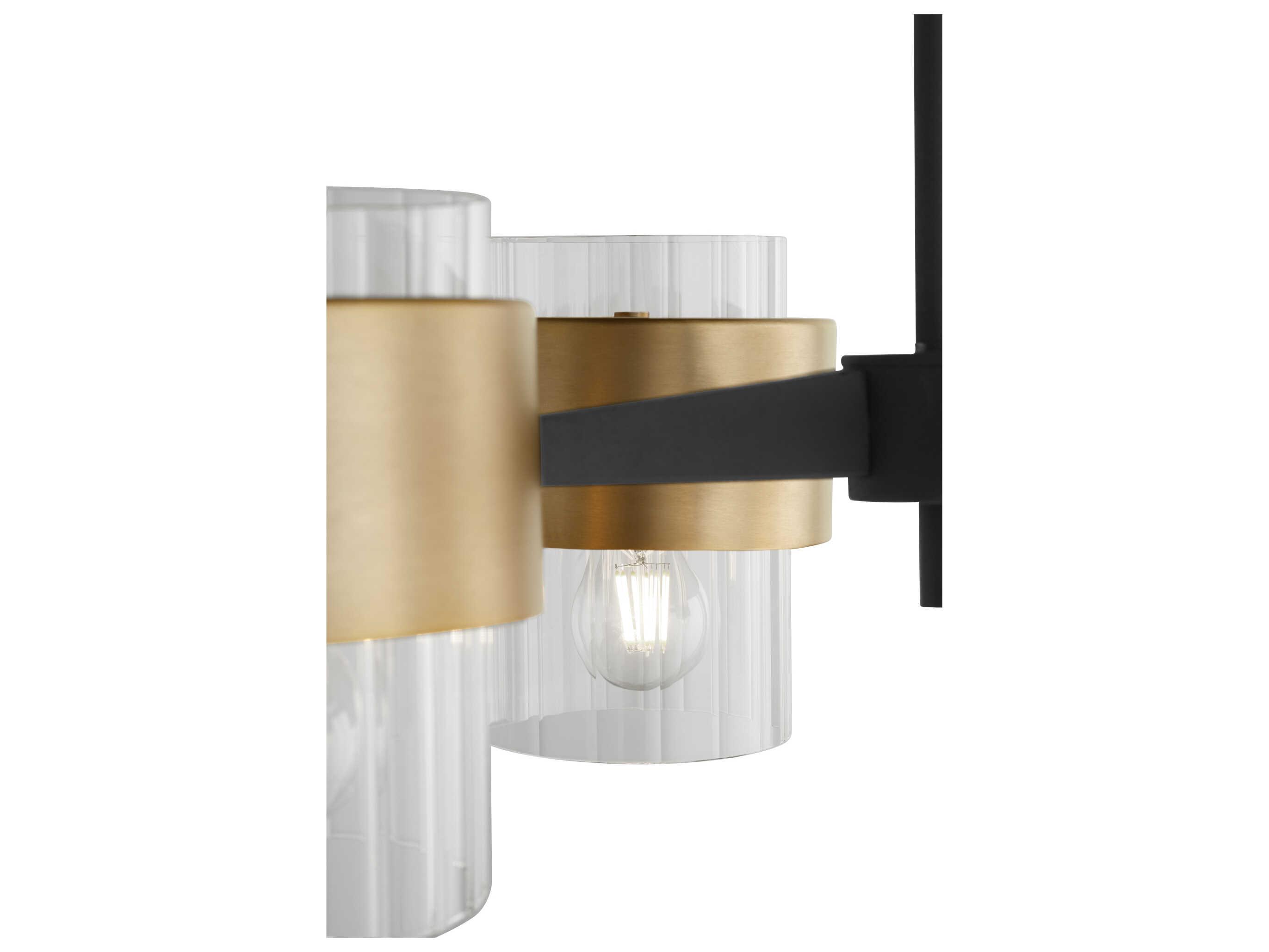 Quorum Epsilon 4-Light Textured Black W Aged Brass Glass Cylinder Chandelier