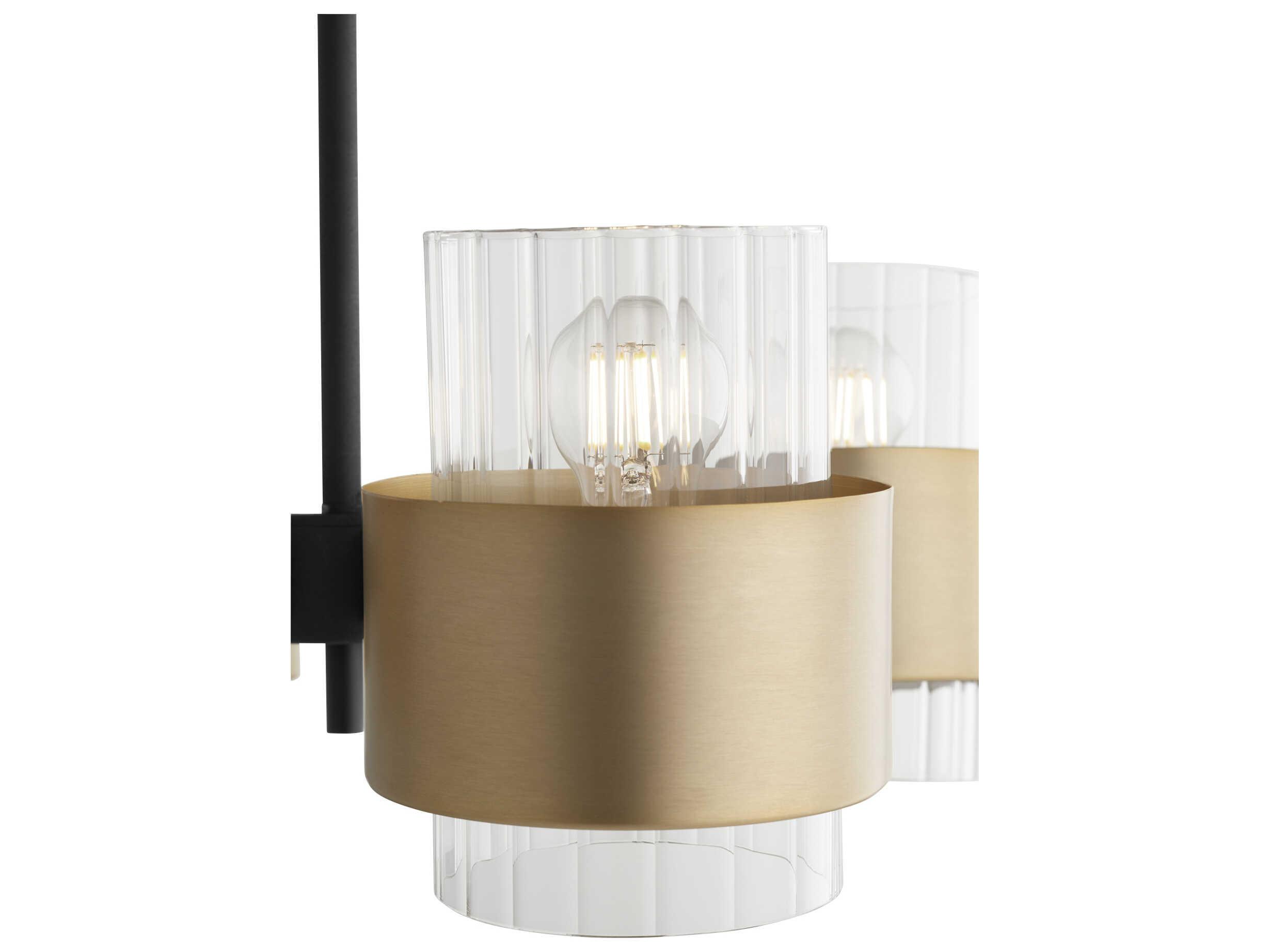 Quorum Epsilon 4-Light Textured Black W Aged Brass Glass Cylinder Chandelier