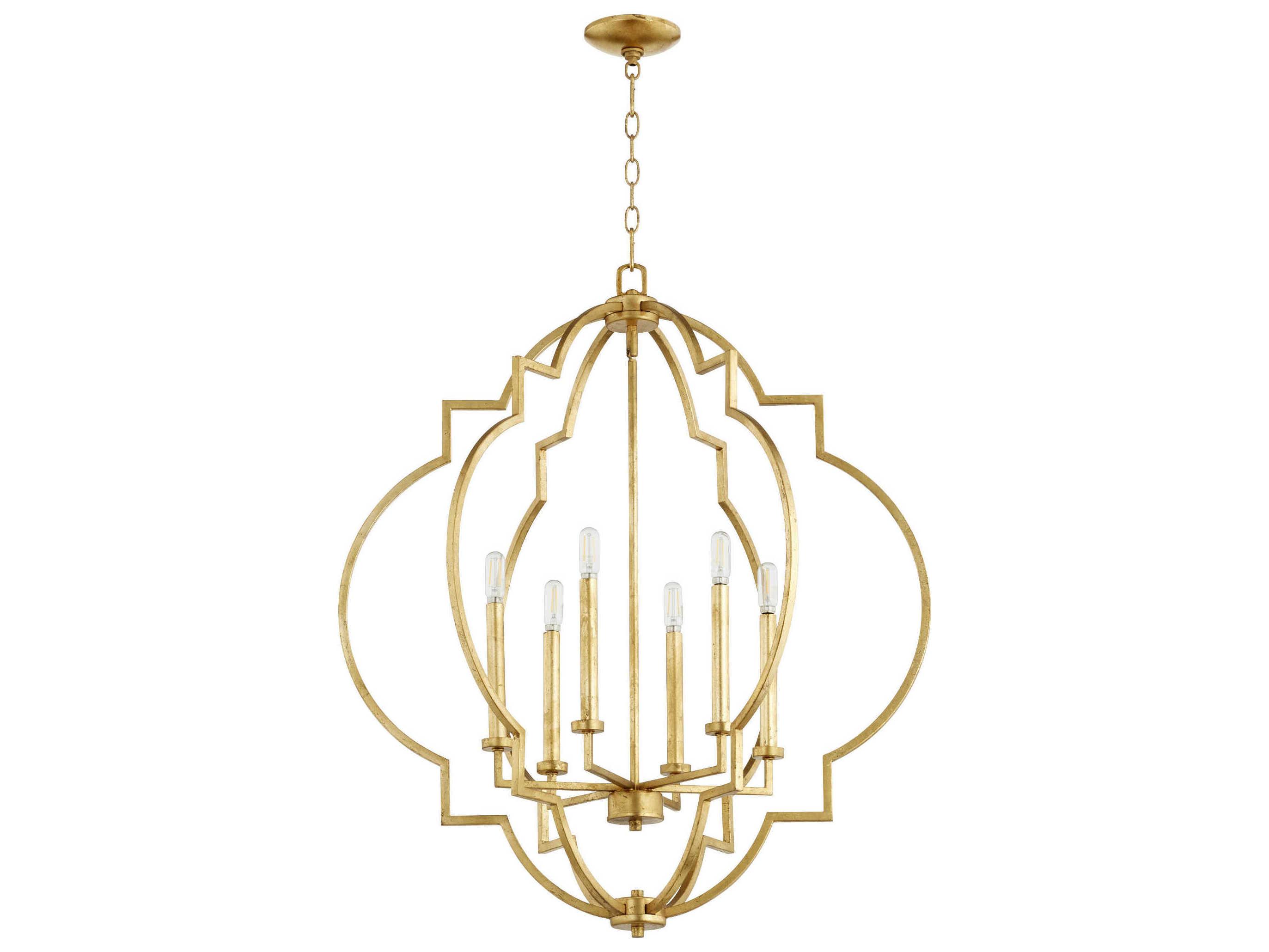 Quorum Dublin 6-Light Gold Leaf Candelabra Chandelier