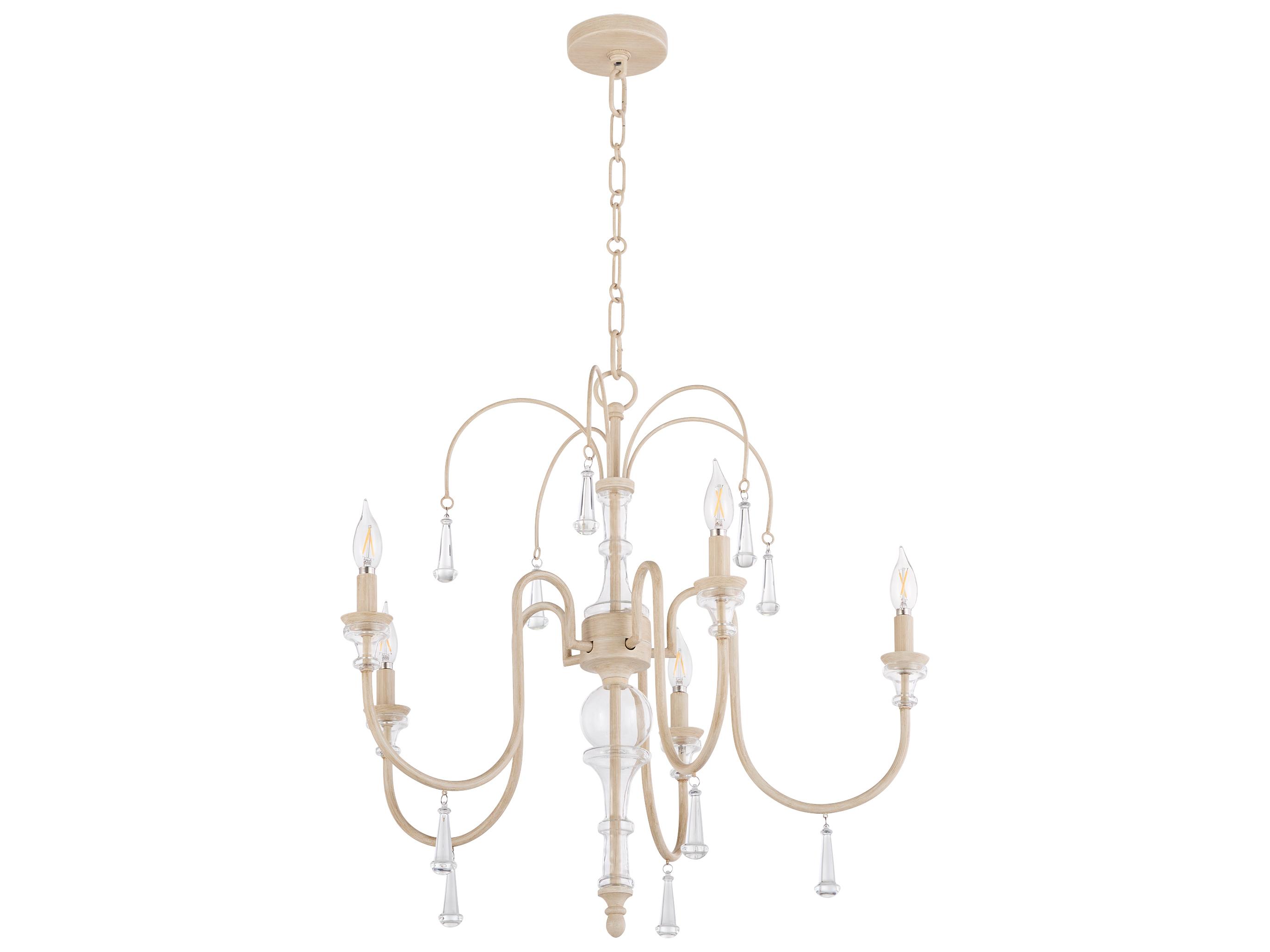 Quorum Clasica 5-Light Washed Oak Off White Candelabra Chandelier